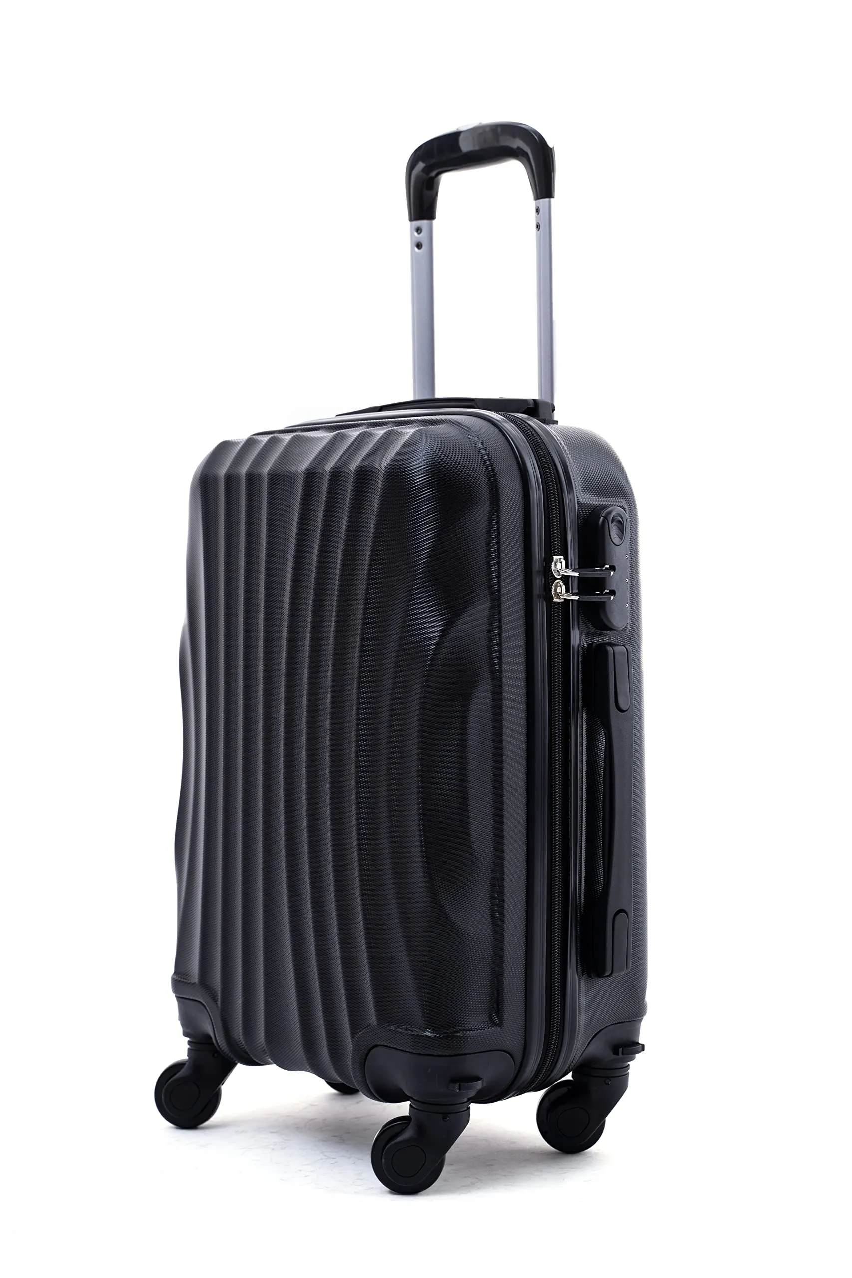 R.Leone EasyJet Valigia Trolley Bagaglio a mano in ABS 4 Ruote Rimovibili 20374, Nero, 50x35x20 cm - immagine 1