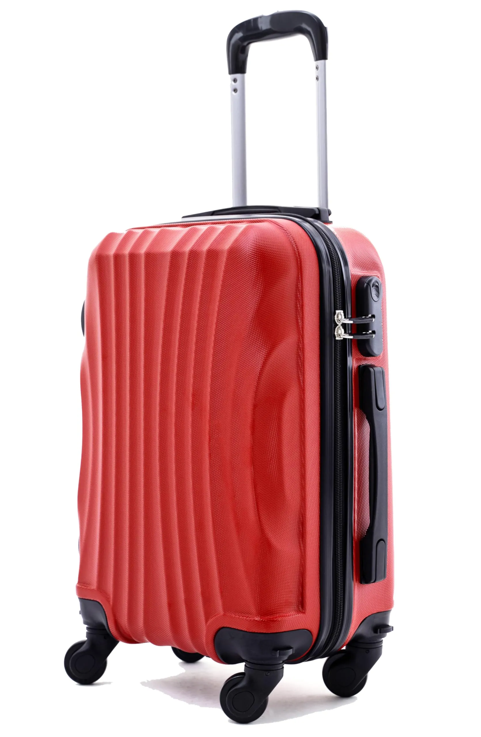 R.Leone Valigia Trolley Bagaglio a mano 55x40x20 cm 4 Ruote rimovibili ABS 20373N - Rosso Anguria - immagine 1
