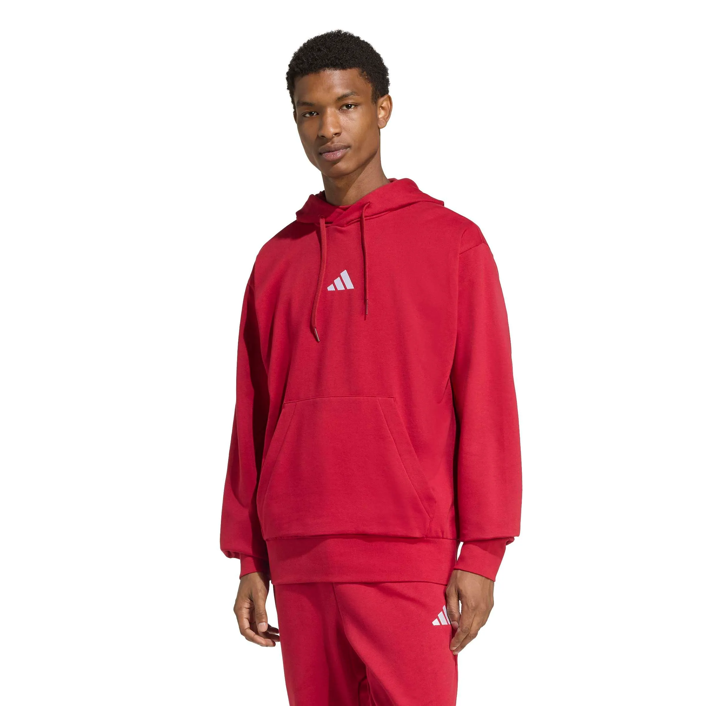 adidas Homme Essentials Feelcozy Fleece Hoodie, Active Maroon/White, S - immagine 2
