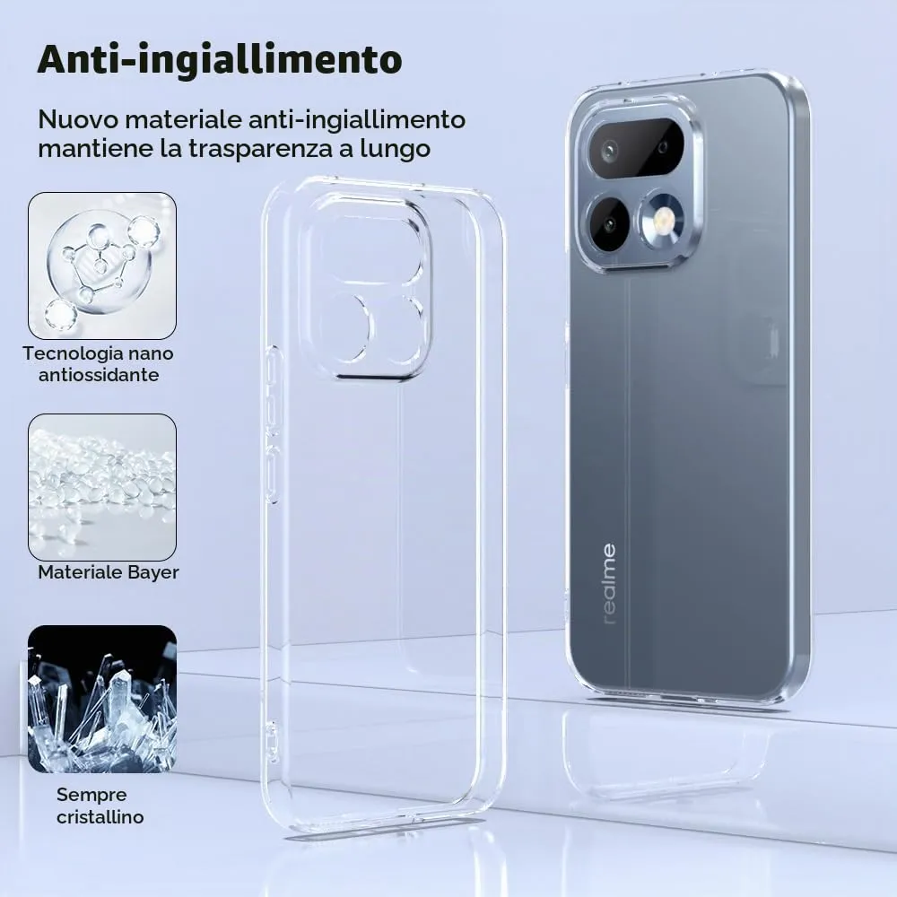 Captor Cover for Realme 16 Pro 5G, Transparent Soft Silicone Case - immagine 6