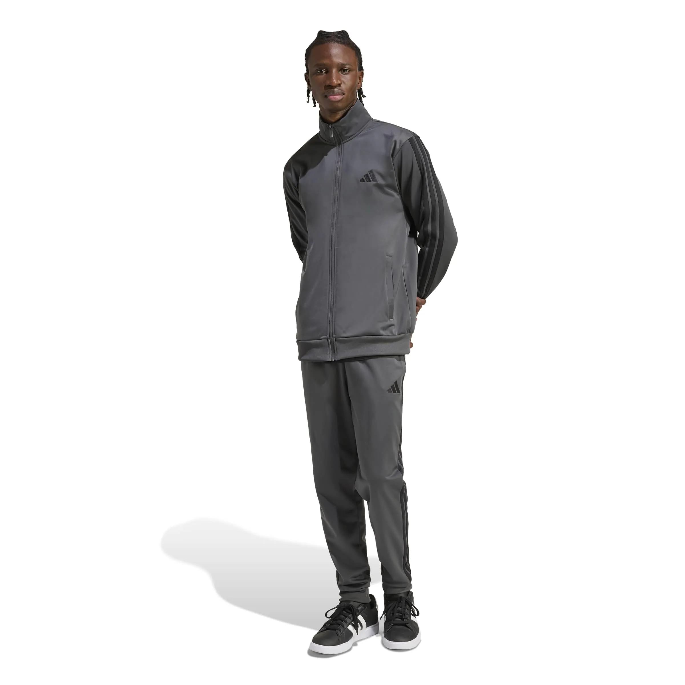 adidas Sportswear Basic 3 Stripes Tricot Tracksuit, Grey Six, L - immagine 3