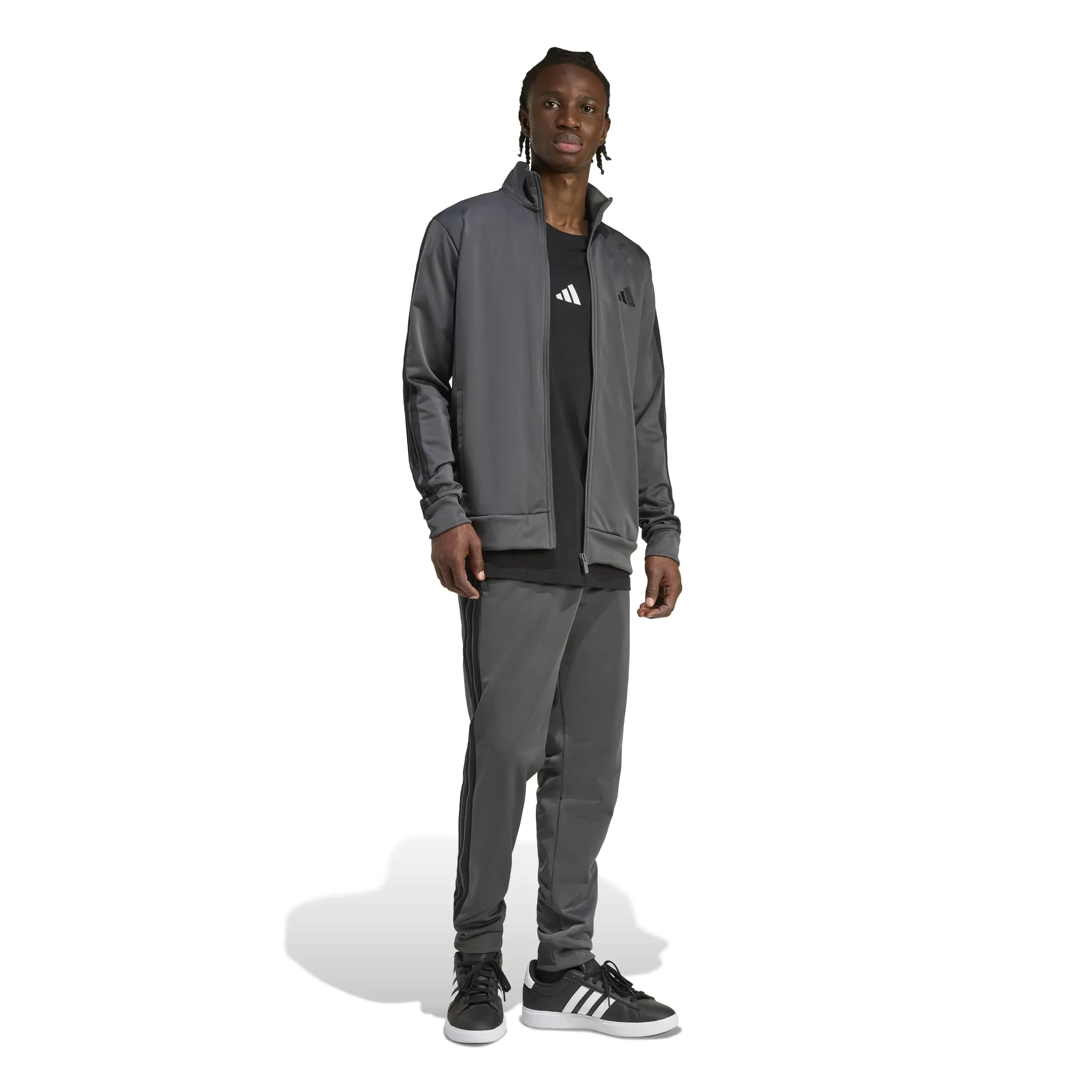 adidas Sportswear Basic 3 Stripes Tricot Tracksuit, Grey Six, L - immagine 6