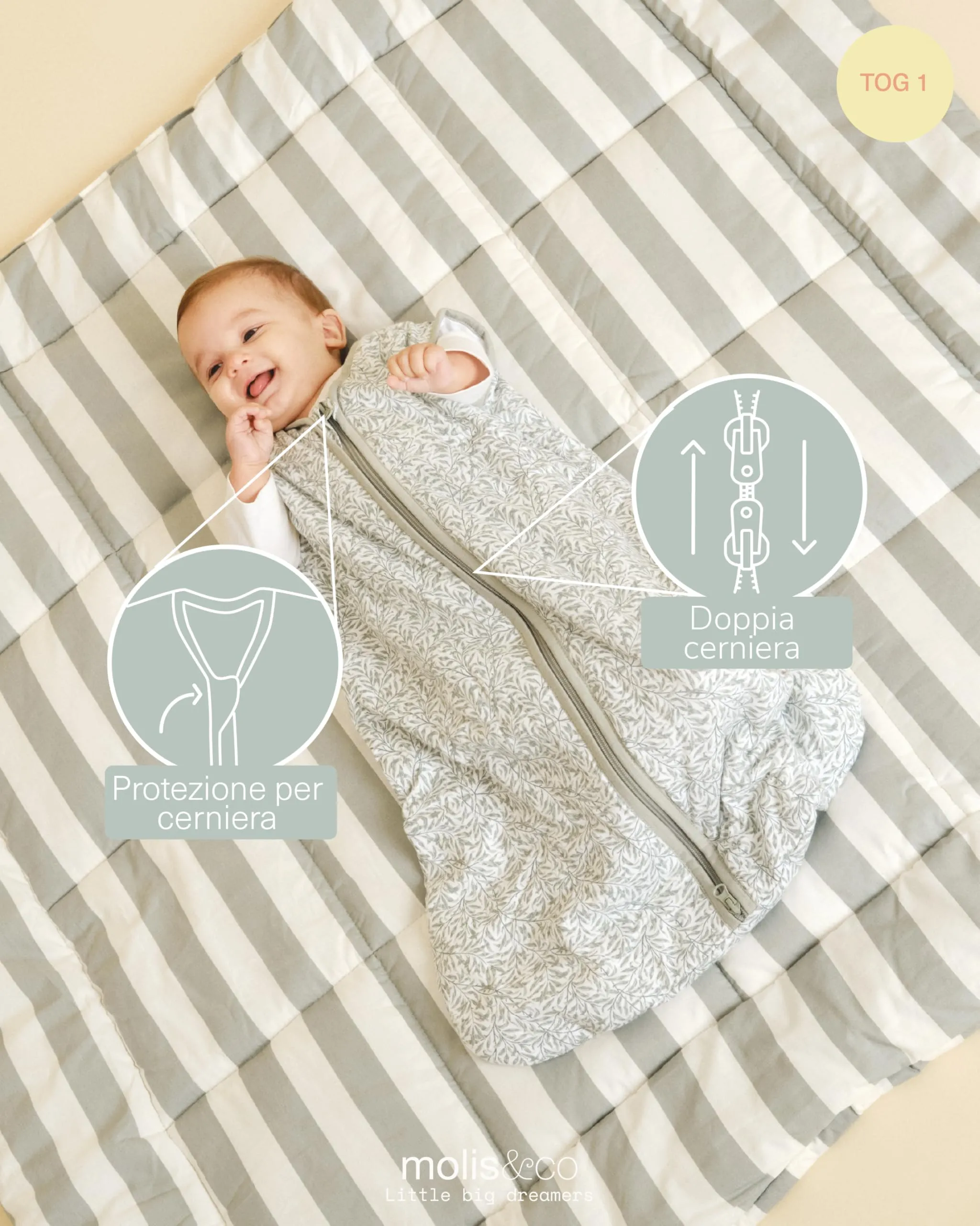 molis & co Sacco Nanna 1 TOG Ines II, 0 mesi, 100% Cotone Oeko-Tex - immagine 3