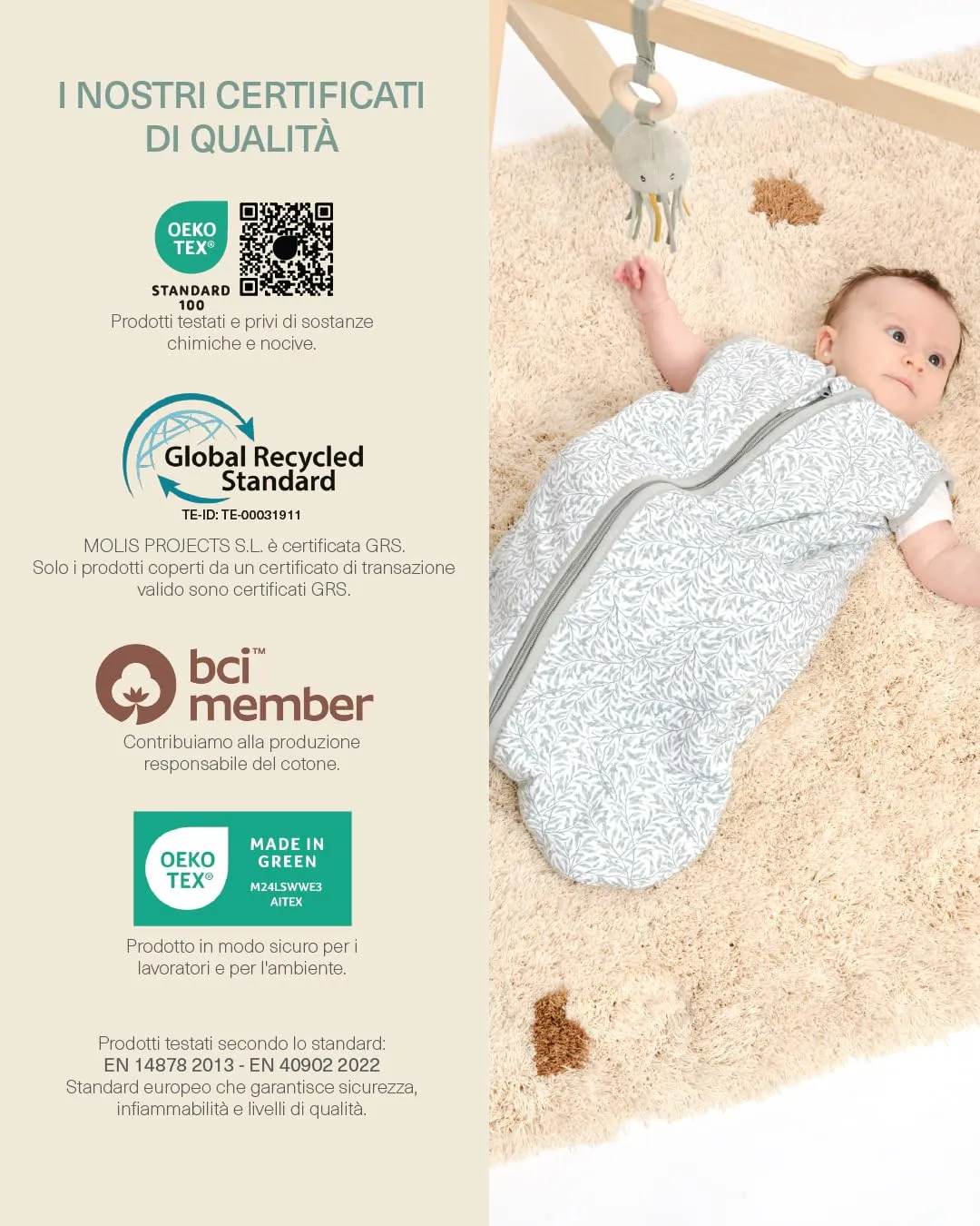 molis & co Sacco Nanna 1 TOG Ines II, 0 mesi, 100% Cotone Oeko-Tex - immagine 7