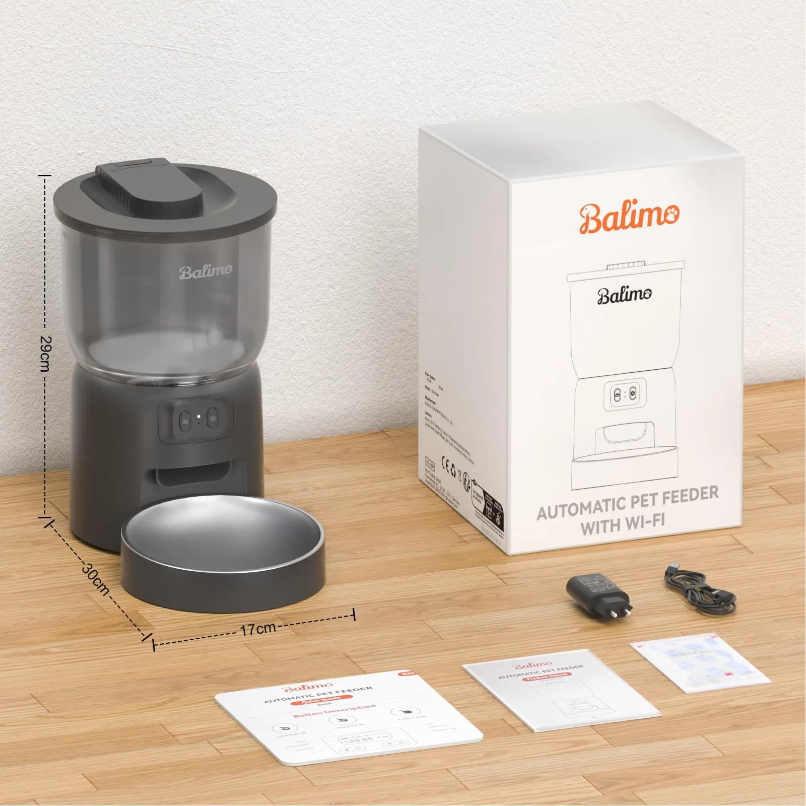 Balimo Distributore Automatico di Cibo per Gatti e Cani, 3L, WiFi 2.4G, Controllo App, Nero - immagine 8