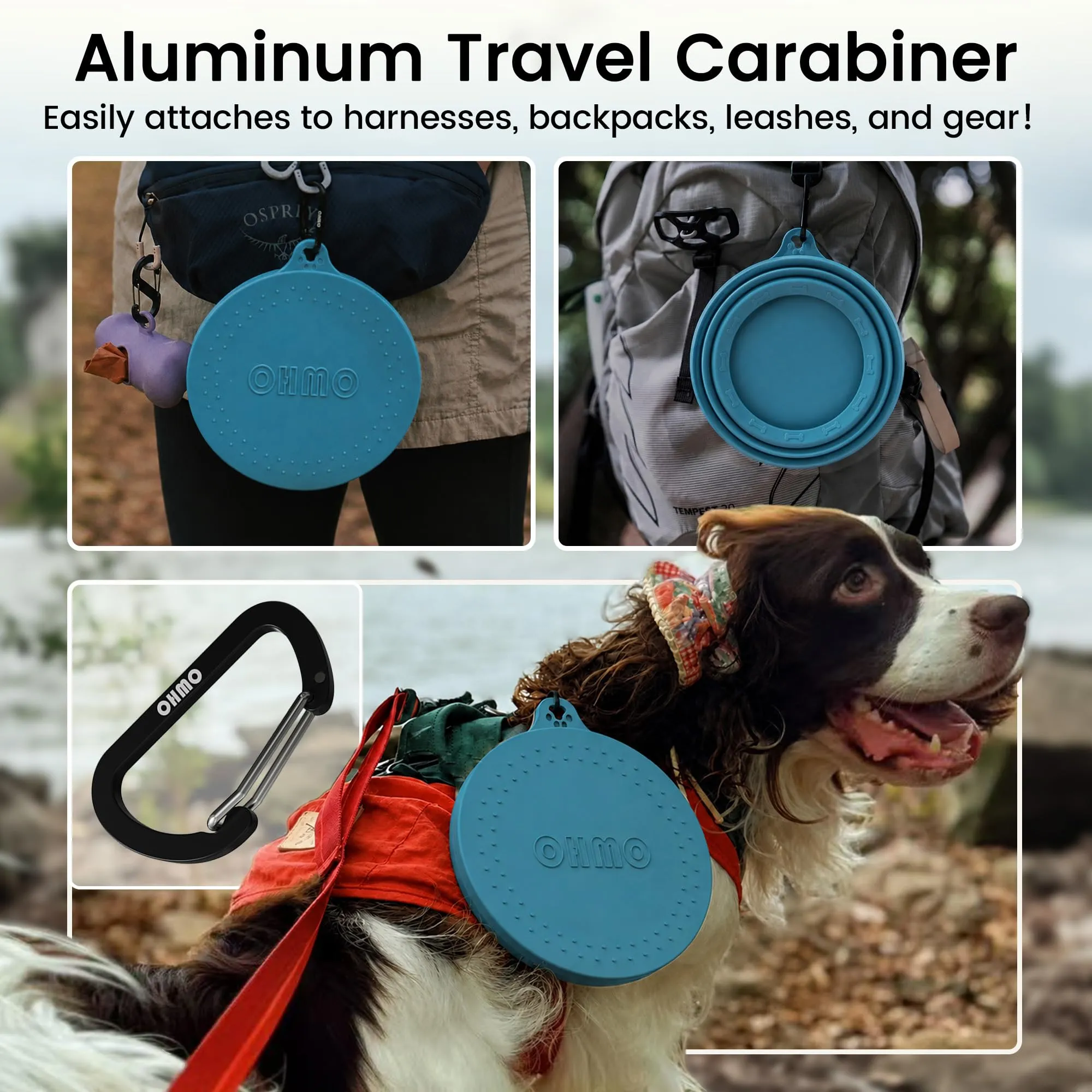 OHMO Ciotola da viaggio pieghevole per cani, 700 ml, Verde Acqua - immagine 5