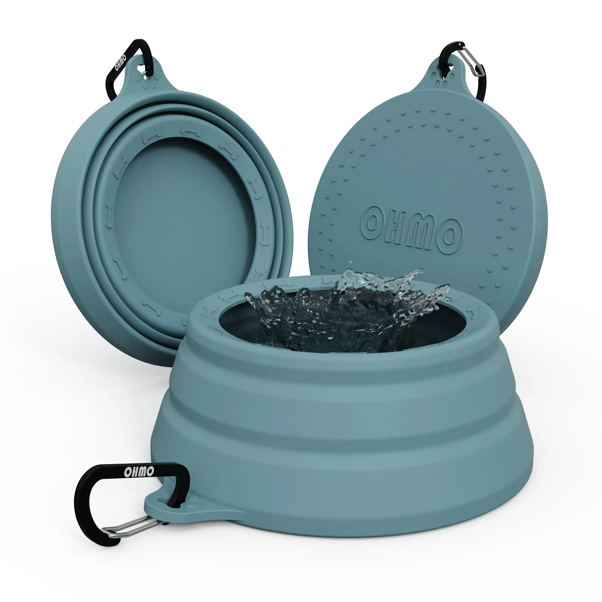 OHMO Ciotola da viaggio per cani pieghevole antigoccia, 700 ml, Azzurro - immagine 1