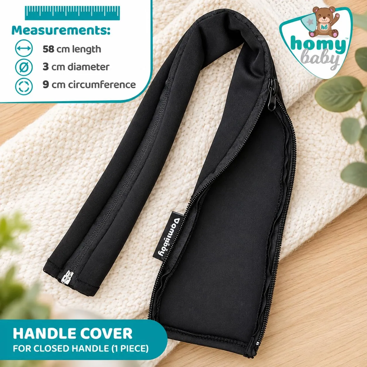 HOMYBABY Copri manubrio universale per passeggino, nero, 1 pezzo (manubrio chiuso) - immagine 4