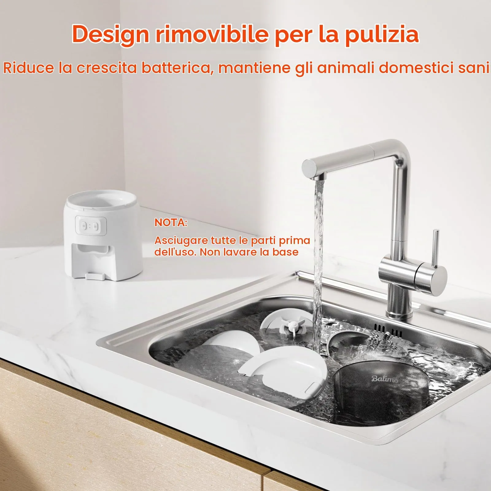 Balimo Distributore Automatico Cibo per Cani e Gatti, WiFi 2.4G, Controllo App, 3L, Bianco - immagine 5