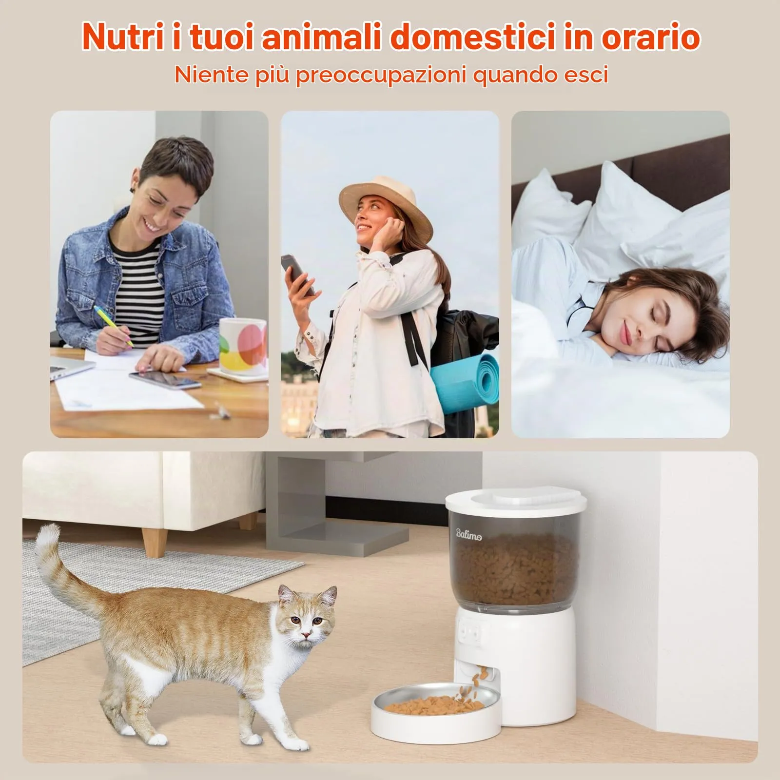 Balimo Distributore Automatico Cibo per Cani e Gatti, WiFi 2.4G, Controllo App, 3L, Bianco - immagine 7