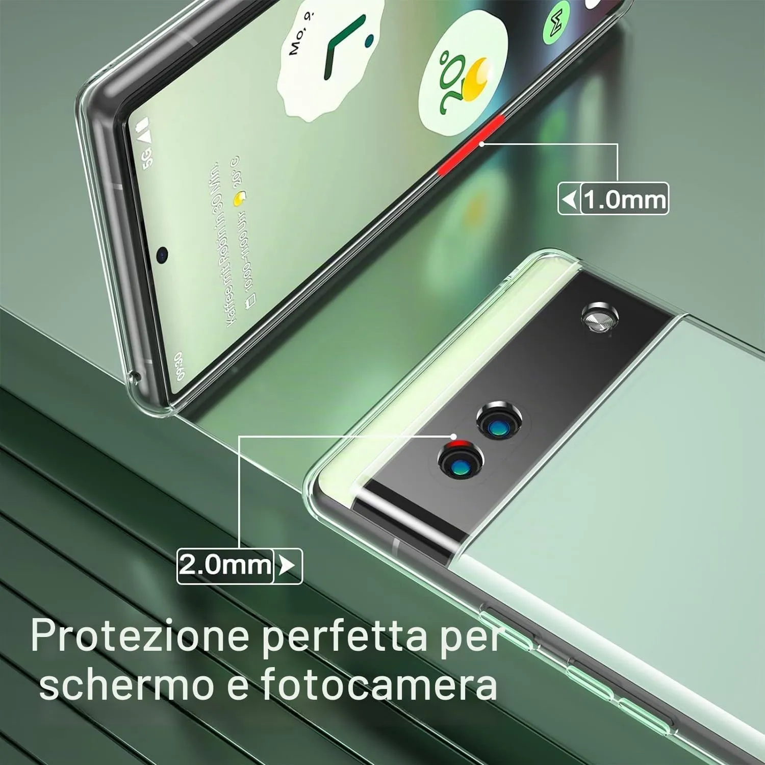Captor Cover for Google Pixel 6A, Transparent Soft Silicone Case, Anti-Scratch and Anti-Yellowing - immagine 3