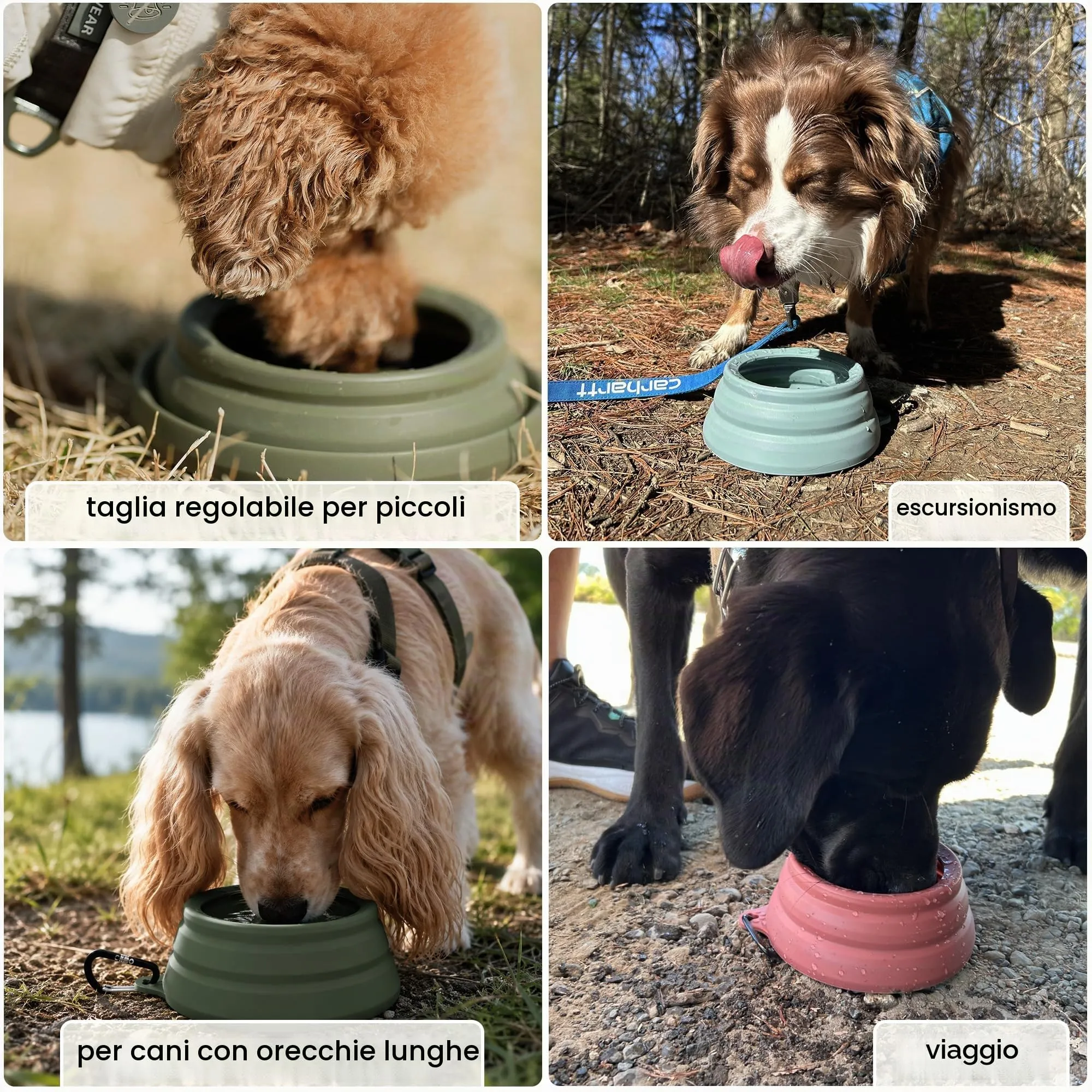 OHMO Ciotola da viaggio per cani antigoccia pieghevole, 1000ml - immagine 4