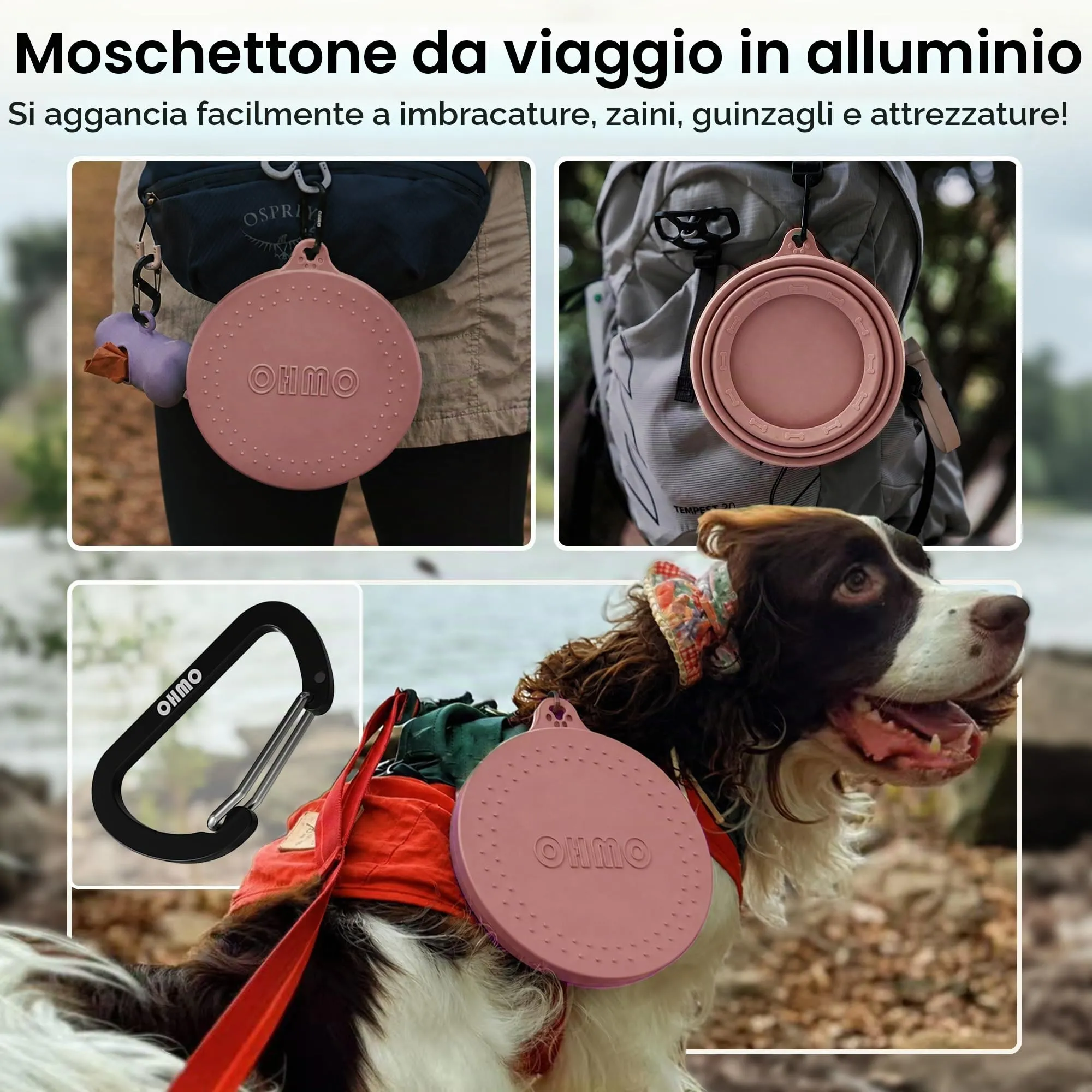 OHMO Ciotola da viaggio per cani antigoccia pieghevole, 1000ml - immagine 5