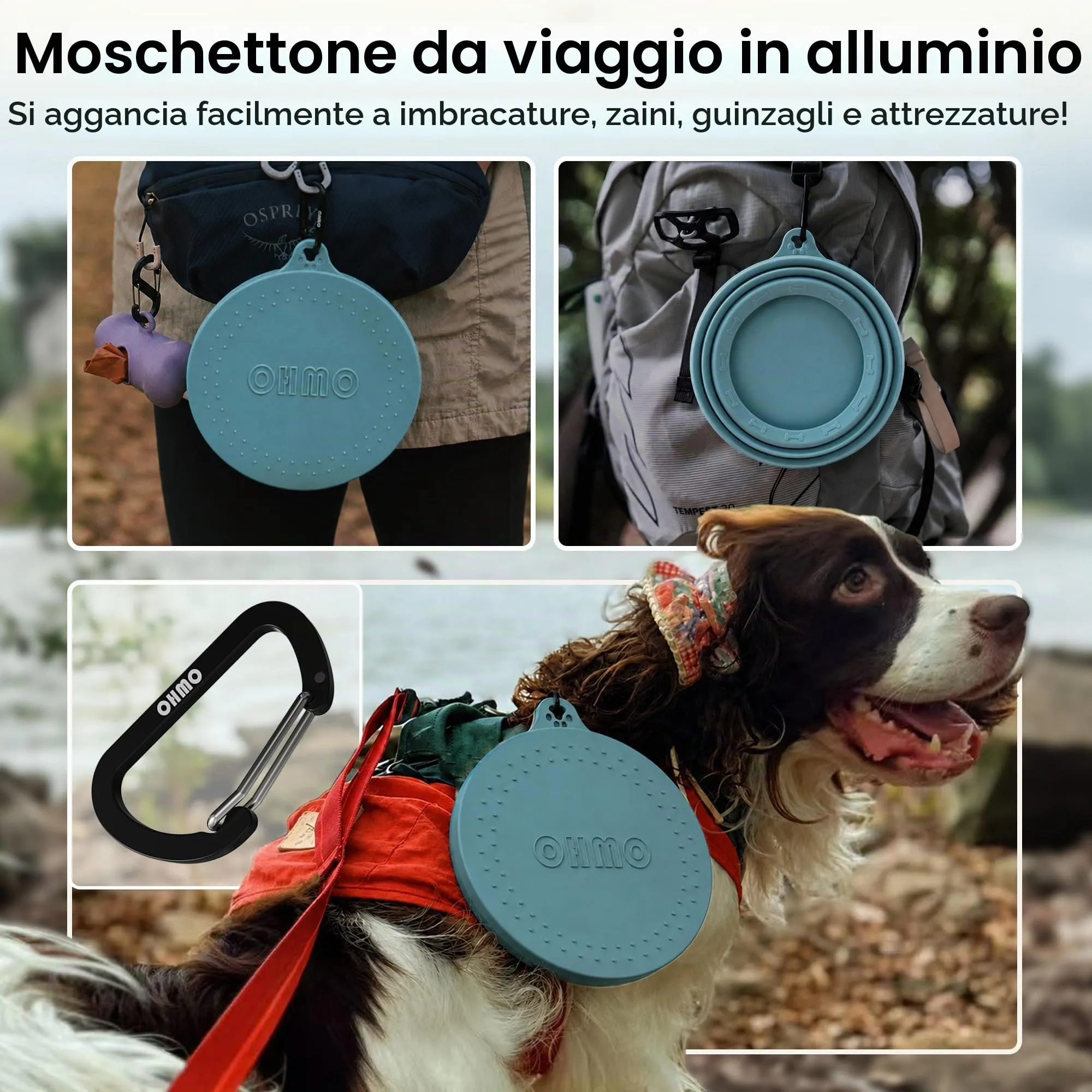 OHMO Ciotola da viaggio per cani antigoccia pieghevole 1000ml - immagine 5
