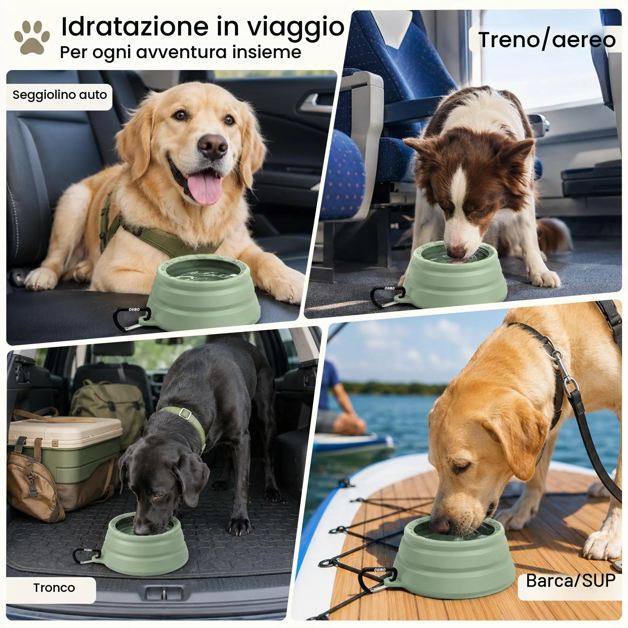 OHMO Ciotola da viaggio per cani antigoccia pieghevole 700ml - immagine 3