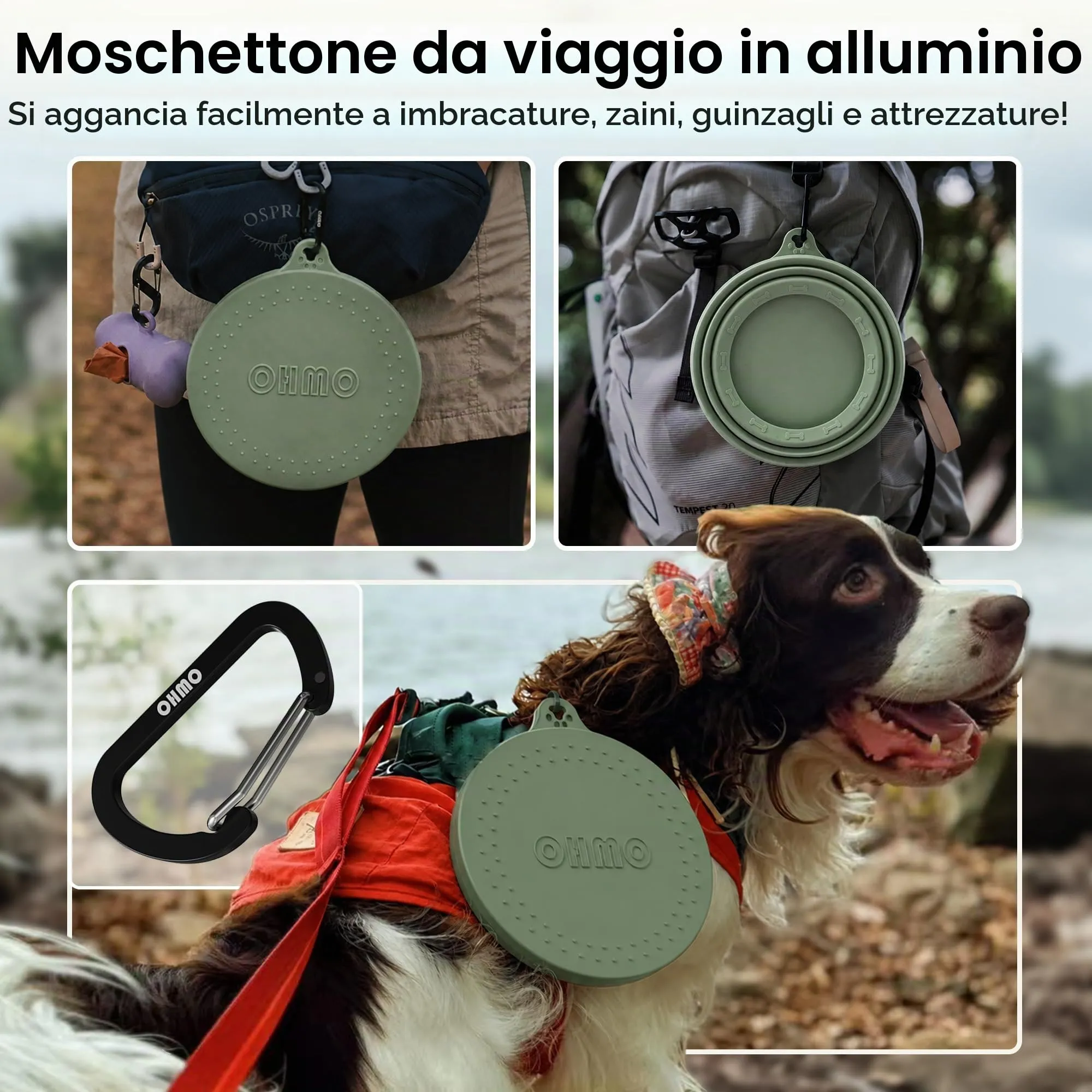 OHMO Ciotola da viaggio per cani antigoccia pieghevole 700ml - immagine 5