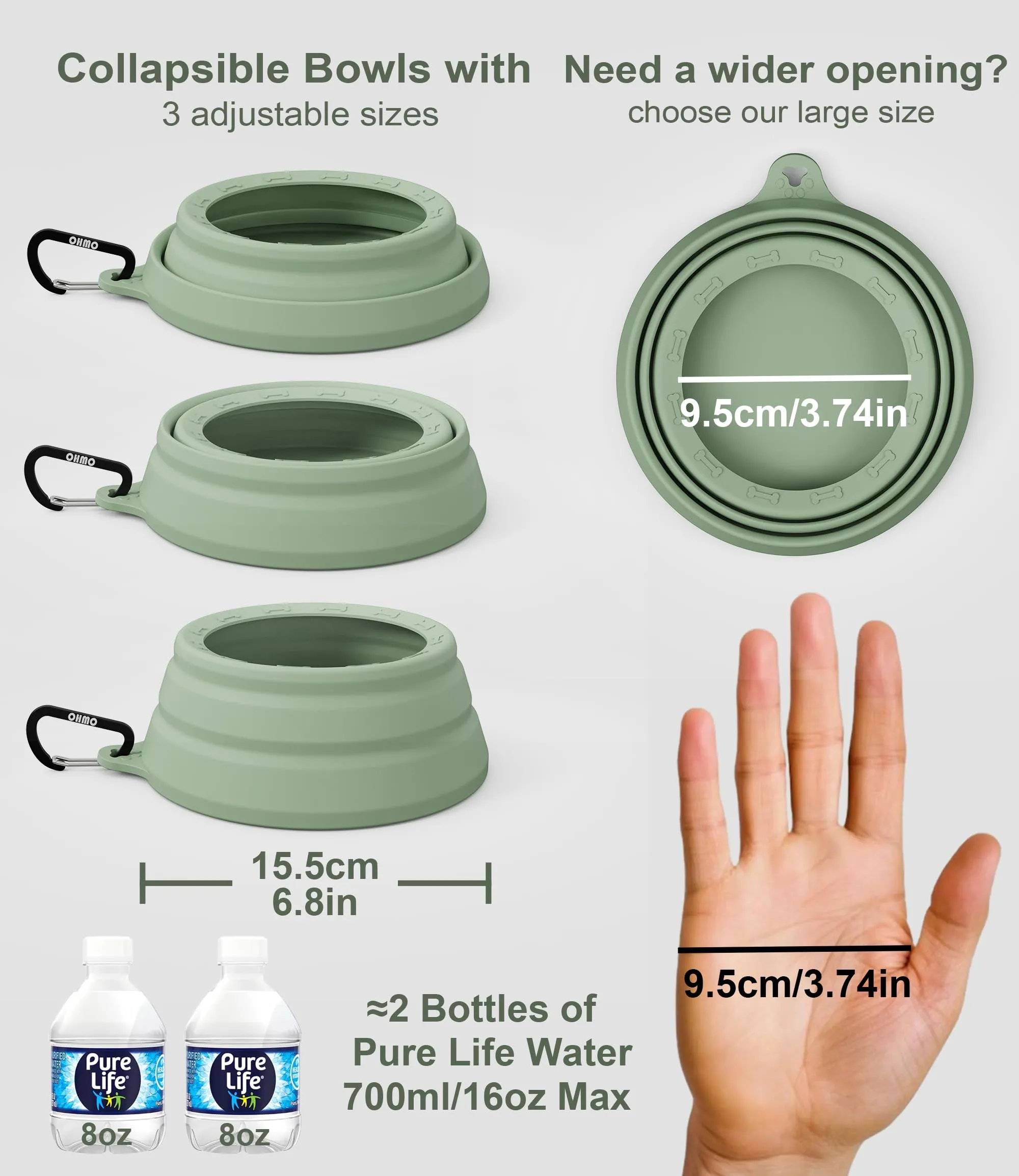 OHMO Ciotola da viaggio per cani antigoccia pieghevole 700ml - immagine 6