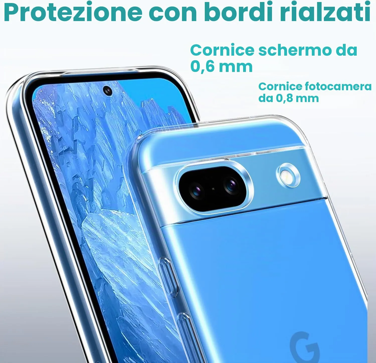 Captor Cover for Google Pixel 8A, Clear Soft Silicone Case, Anti-Yellowing and Scratch Resistant - immagine 2