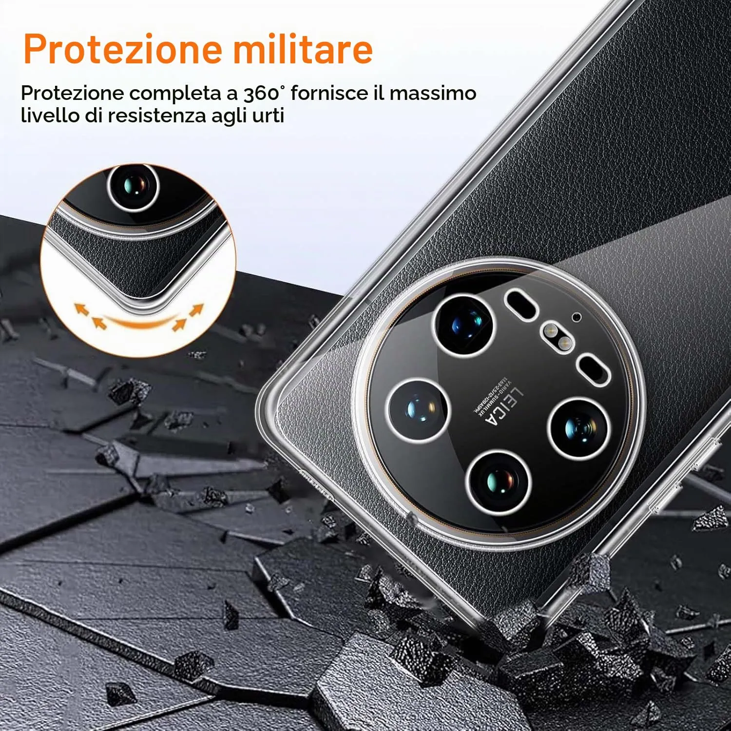 Captor Cover Trasparente per Xiaomi 14 Ultra 5G, Custodia TPU in Silicone Flessibile - immagine 3