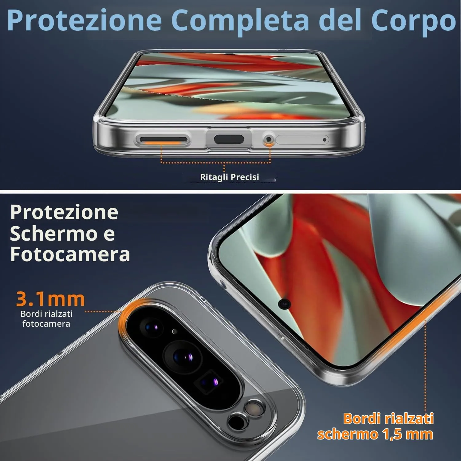 Captor Clear Silicone Case for Google Pixel 9 Pro XL / 10 Pro XL, Anti-Scratch and Anti-Yellowing with Camera Protection - immagine 2
