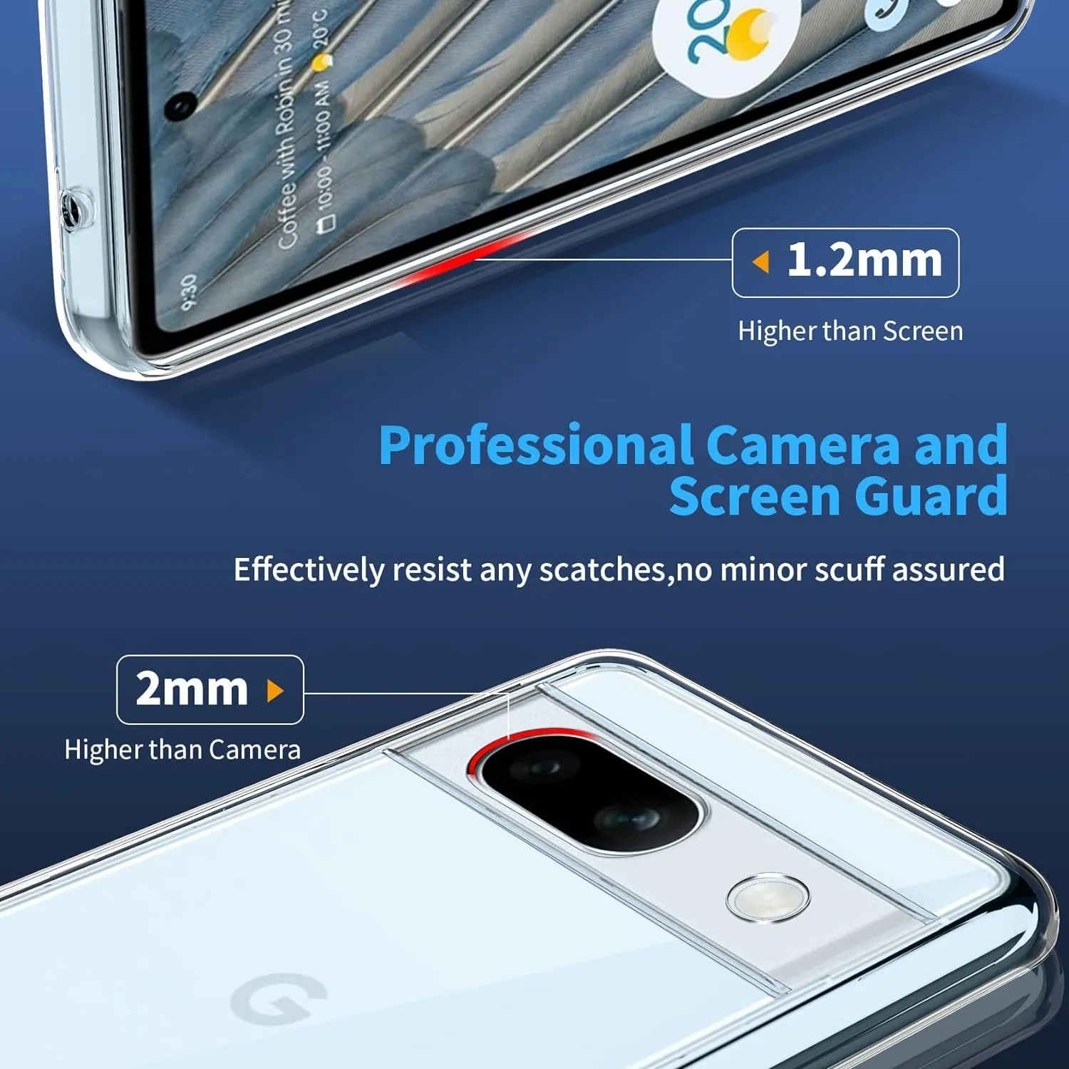 Captor Cover for Google Pixel 7A, Transparent Soft Silicone Case, Anti-Yellowing - immagine 2