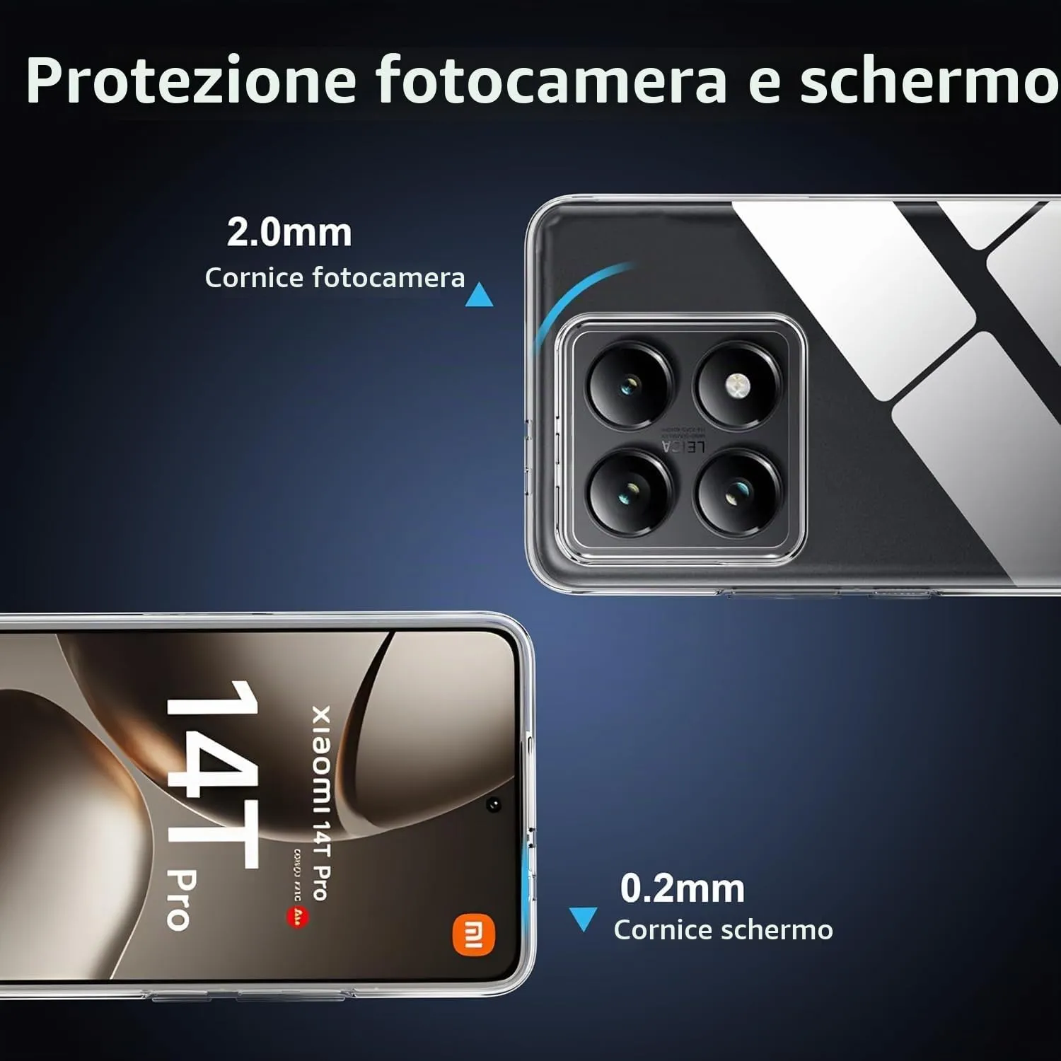 Captor Cover Trasparente per Xiaomi 14T Pro 5G, Custodia TPU in Silicone Flessibile - immagine 2