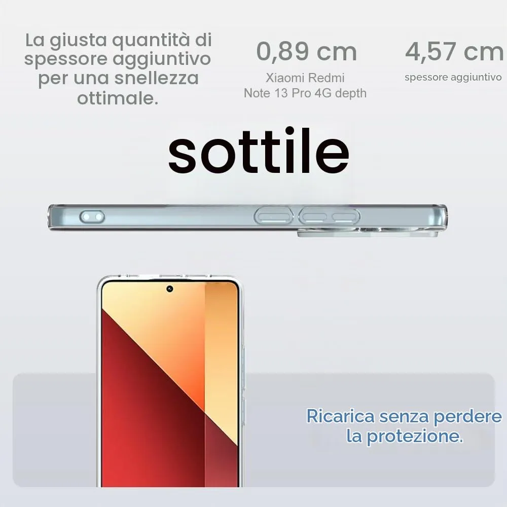 Captor Cover Trasparente per Xiaomi Redmi Note 13 4G, Custodia in TPU Silicone Flessibile - immagine 3