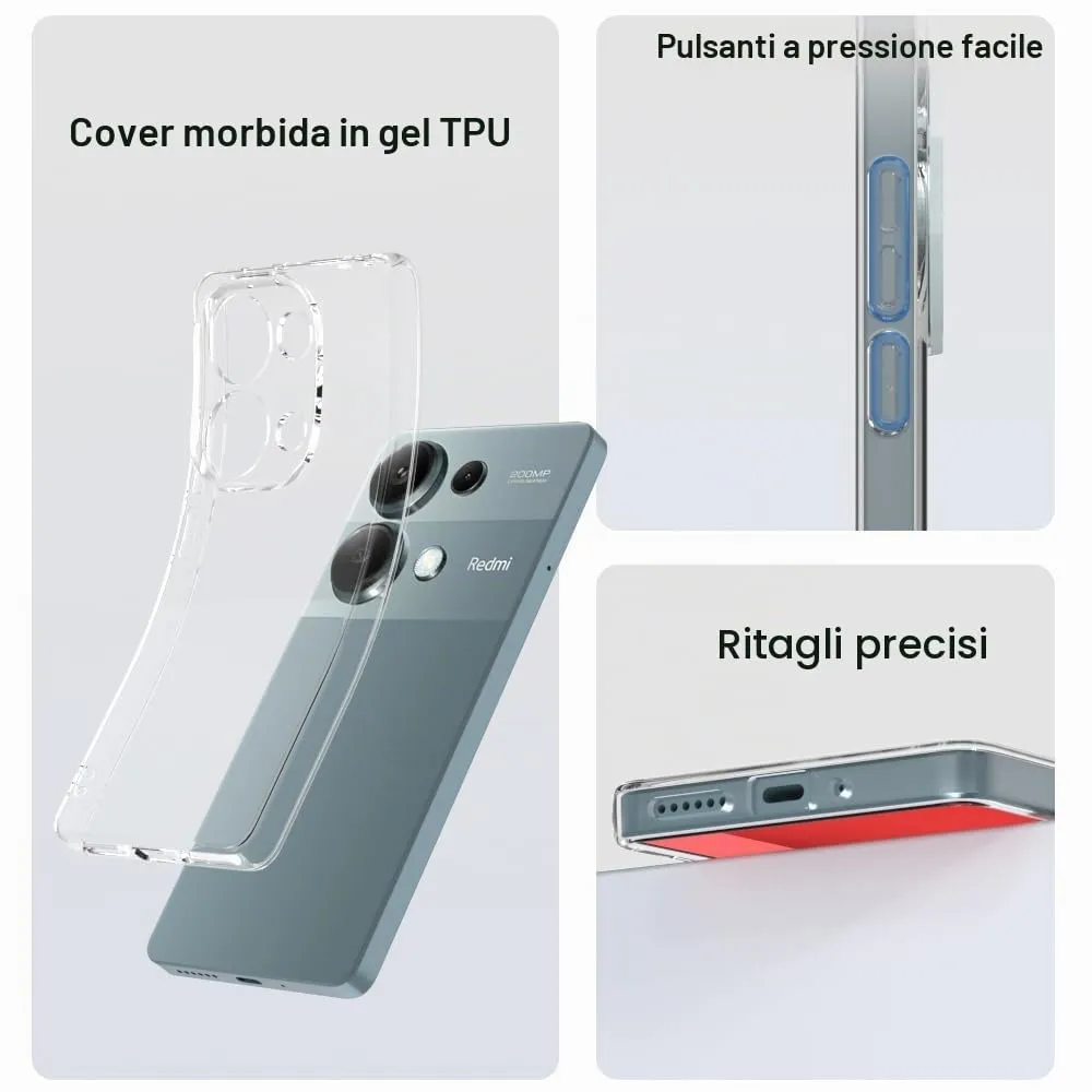 Captor Cover Trasparente per Xiaomi Redmi Note 13 4G, Custodia in TPU Silicone Flessibile - immagine 6