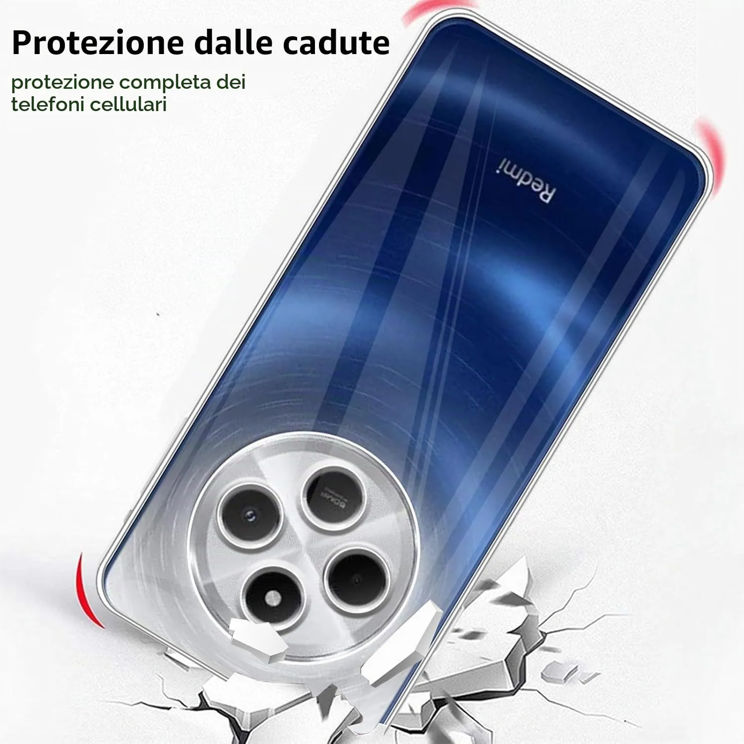 Captor Cover Trasparente per Xiaomi Redmi 14C 4G, Custodia TPU in Silicone Flessibile con Bordo Rialzato per Schermo e Fotocamera - immagine 3