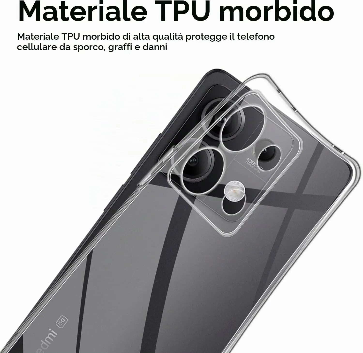 Captor Cover Trasparente per Xiaomi Poco X6 5G / Xiaomi Redmi Note 13 Pro 5G, Custodia in TPU Silicone Flessibile - immagine 3
