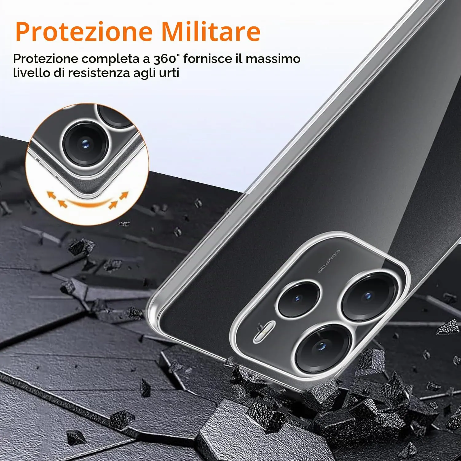 Captor Cover Trasparente per Xiaomi Redmi Note 14 5G, Custodia in TPU Silicone Flessibile - immagine 3