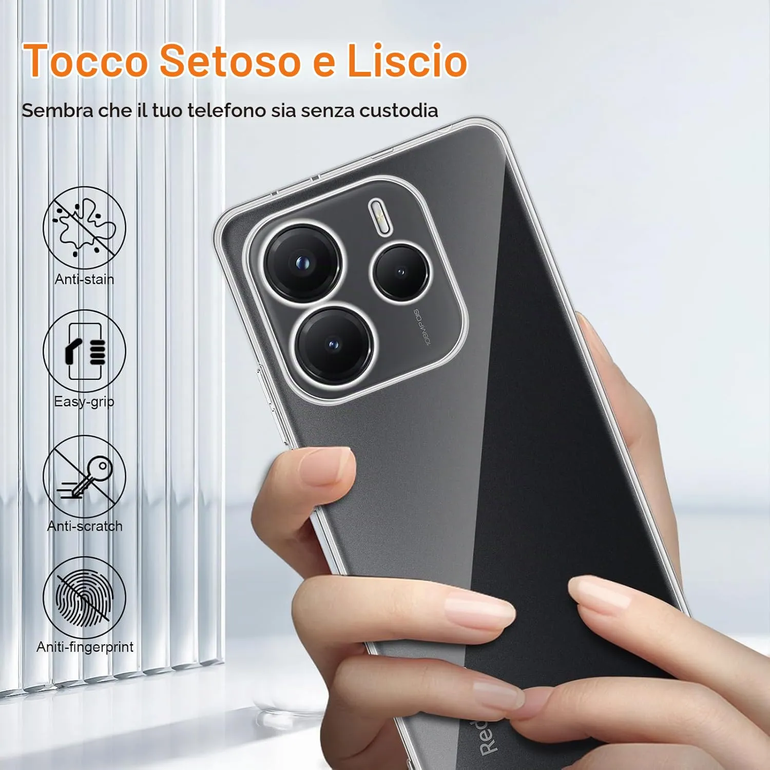 Captor Cover Trasparente per Xiaomi Redmi Note 14 5G, Custodia in TPU Silicone Flessibile - immagine 4