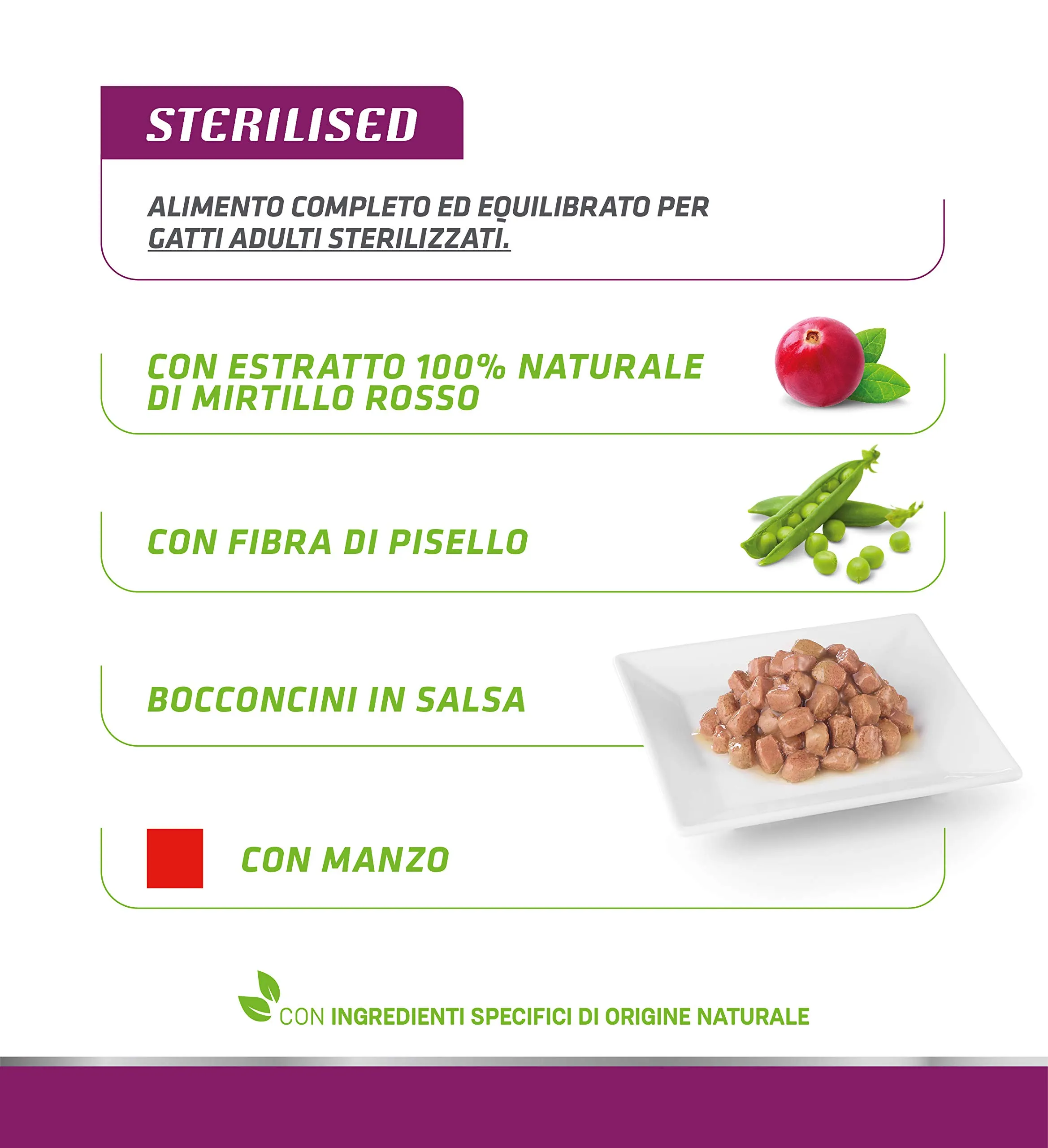 Trainer Natural Sterilised Adult Cibo Umido per Gatti con Manzo e Fibra di Pisello, 12 x 85 g - immagine 4