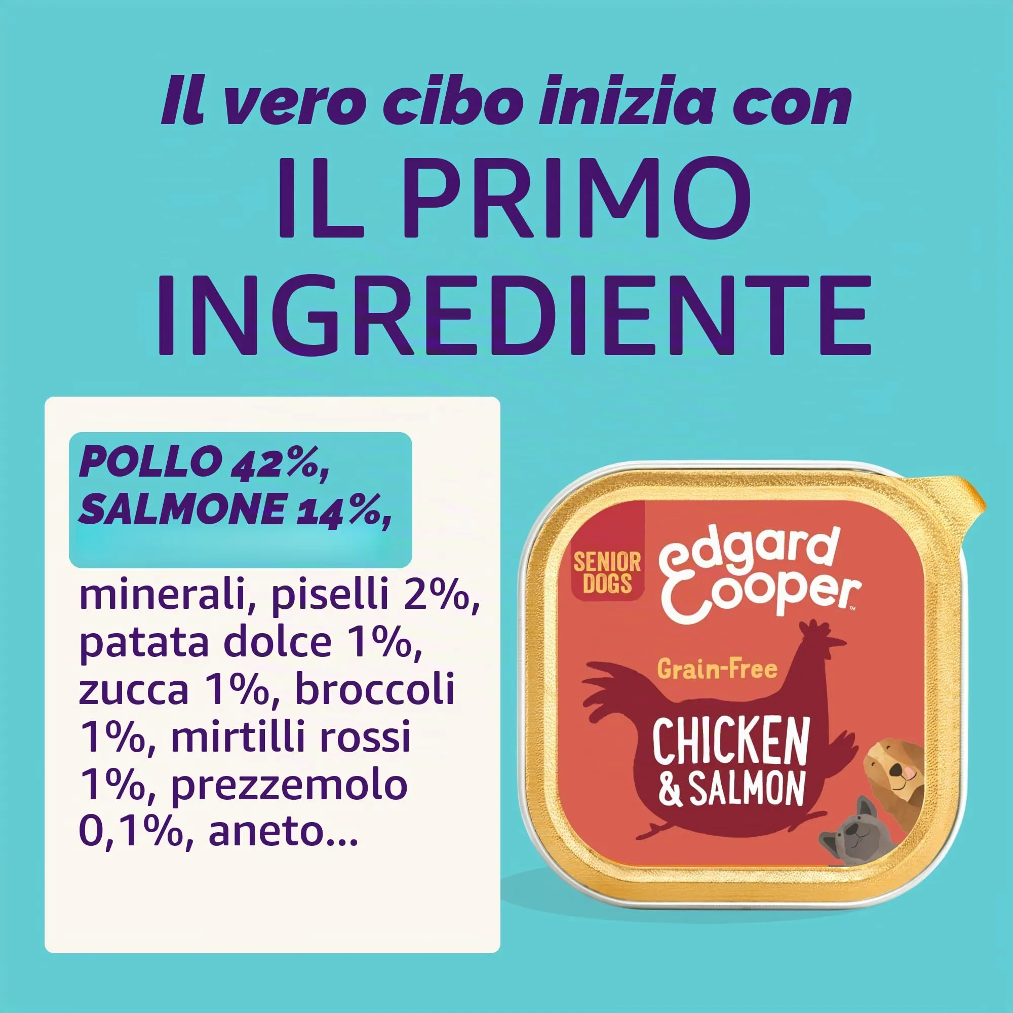 Edgard & Cooper Cibo Umido per Cani Senior, Salmone e Pollo, 150g x 11 - immagine 3