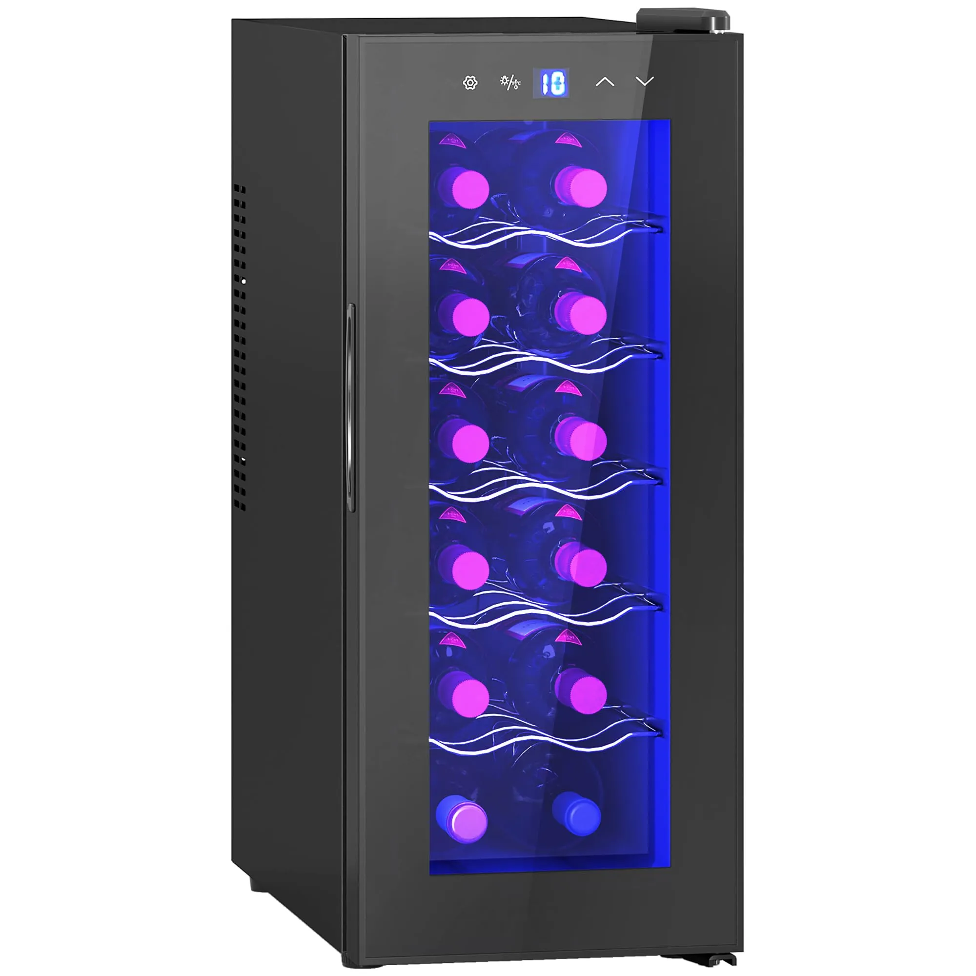 HOMCOM Cantinetta Vino Refrigerata 12 Bottiglie 34L 8-18℃ Nero - immagine 1