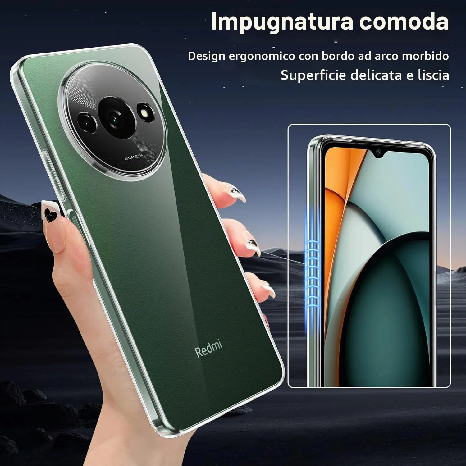Captor Cover for Xiaomi Redmi A3 4G, Transparent Soft TPU Silicone Case - immagine 2