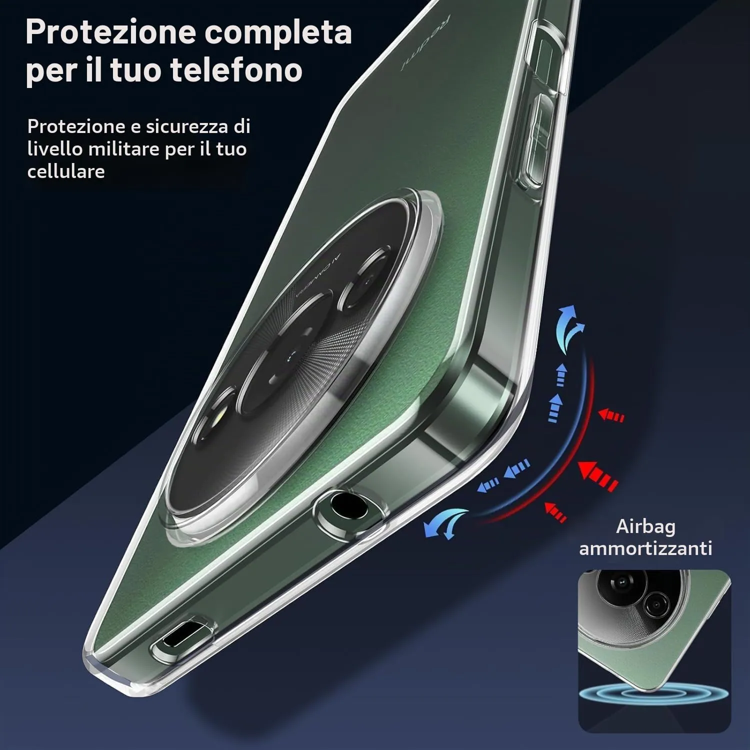 Captor Cover for Xiaomi Redmi A3 4G, Transparent Soft TPU Silicone Case - immagine 4