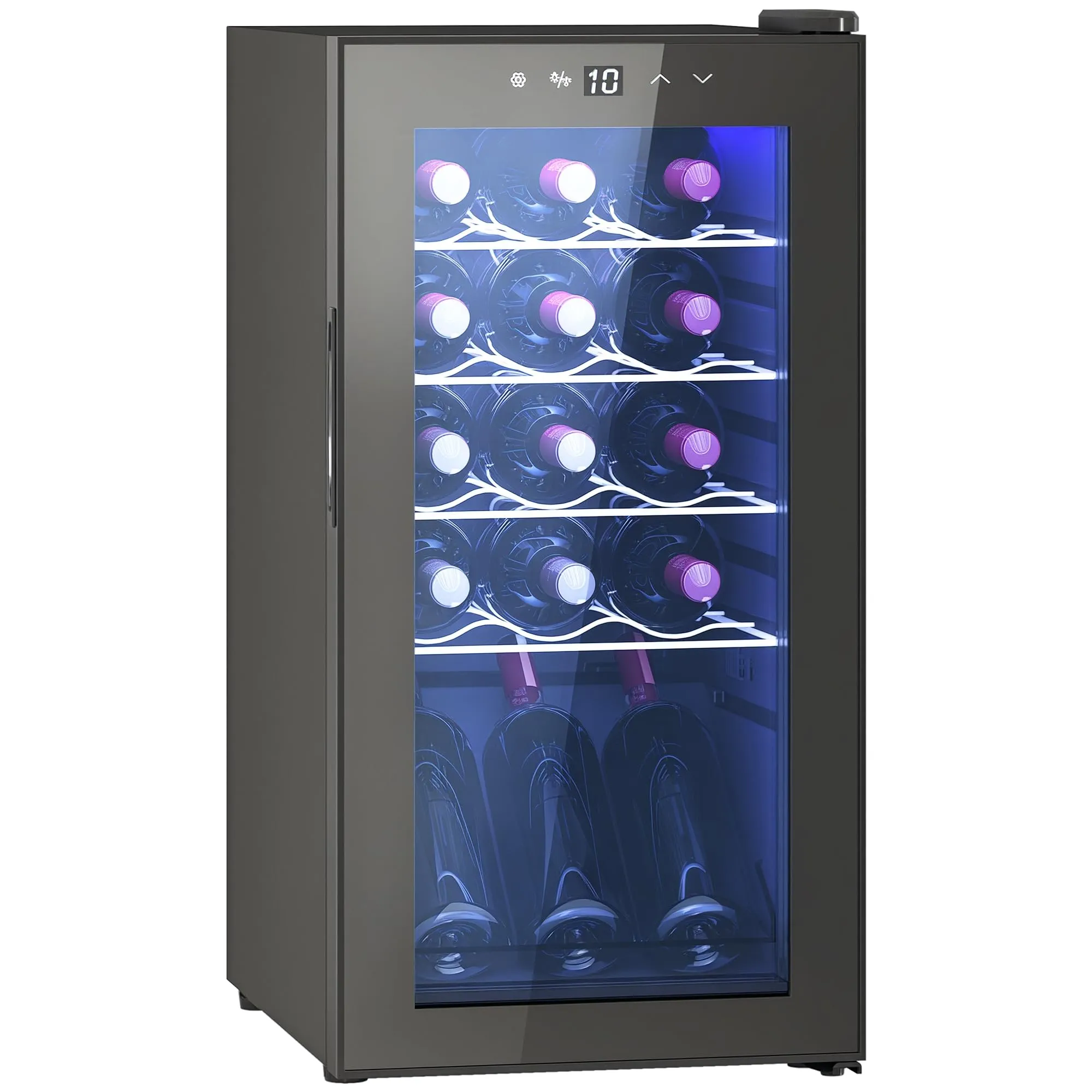 HOMCOM Cantinetta Vino Refrigerata 15 Bottiglie 44L 5-18℃ Nero - immagine 1