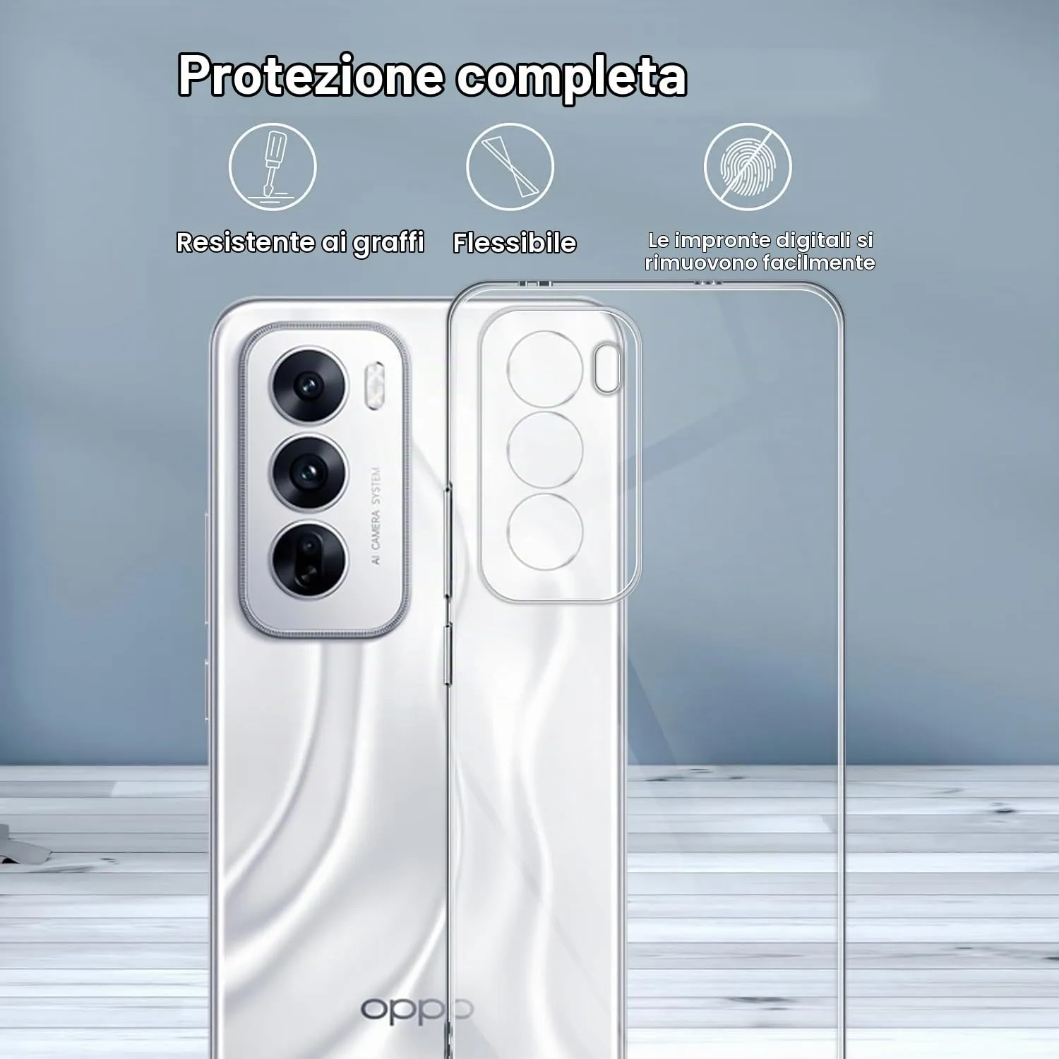 Captor Cover for Oppo Reno 12 5G, Transparent Soft Silicone Case, Anti-Yellowing and Scratch-Resistant - immagine 4