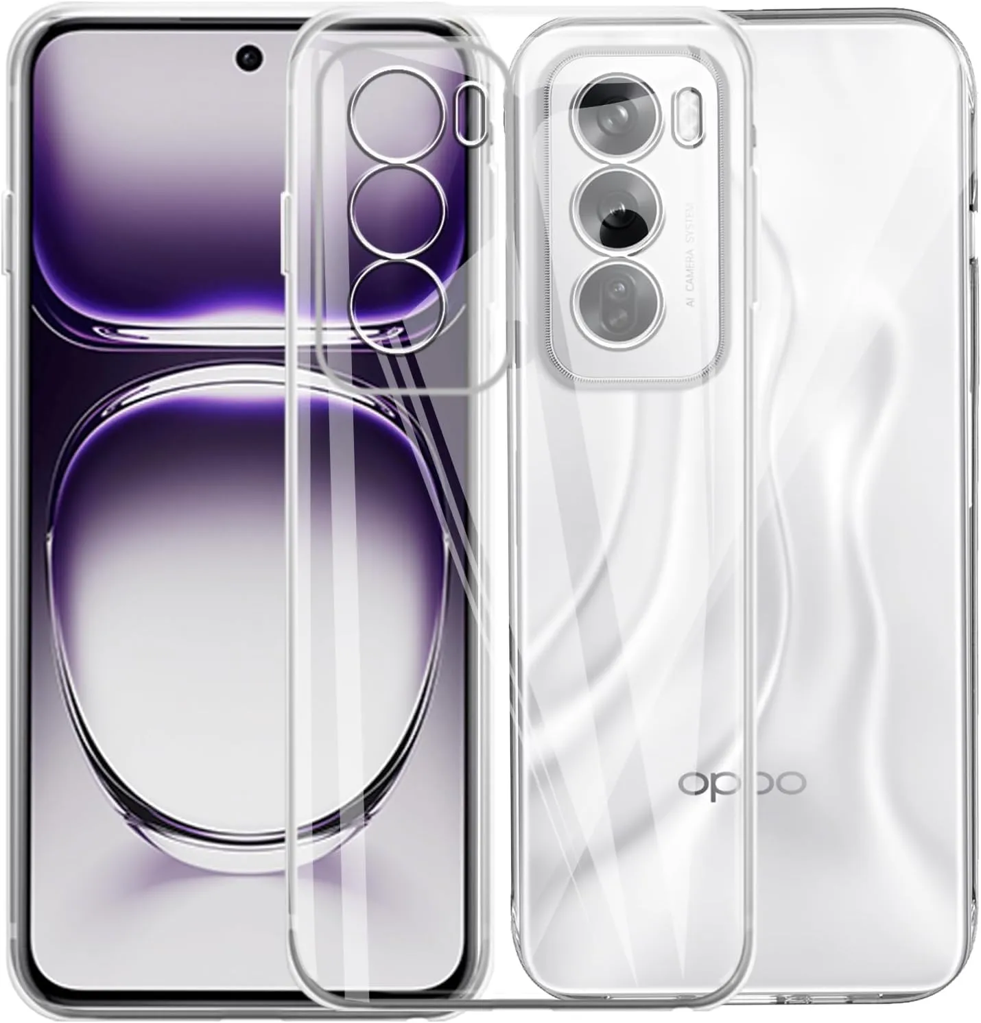 Captor Cover for Oppo Reno 12 5G, Transparent Soft Silicone Case, Anti-Yellowing and Scratch-Resistant - immagine 6
