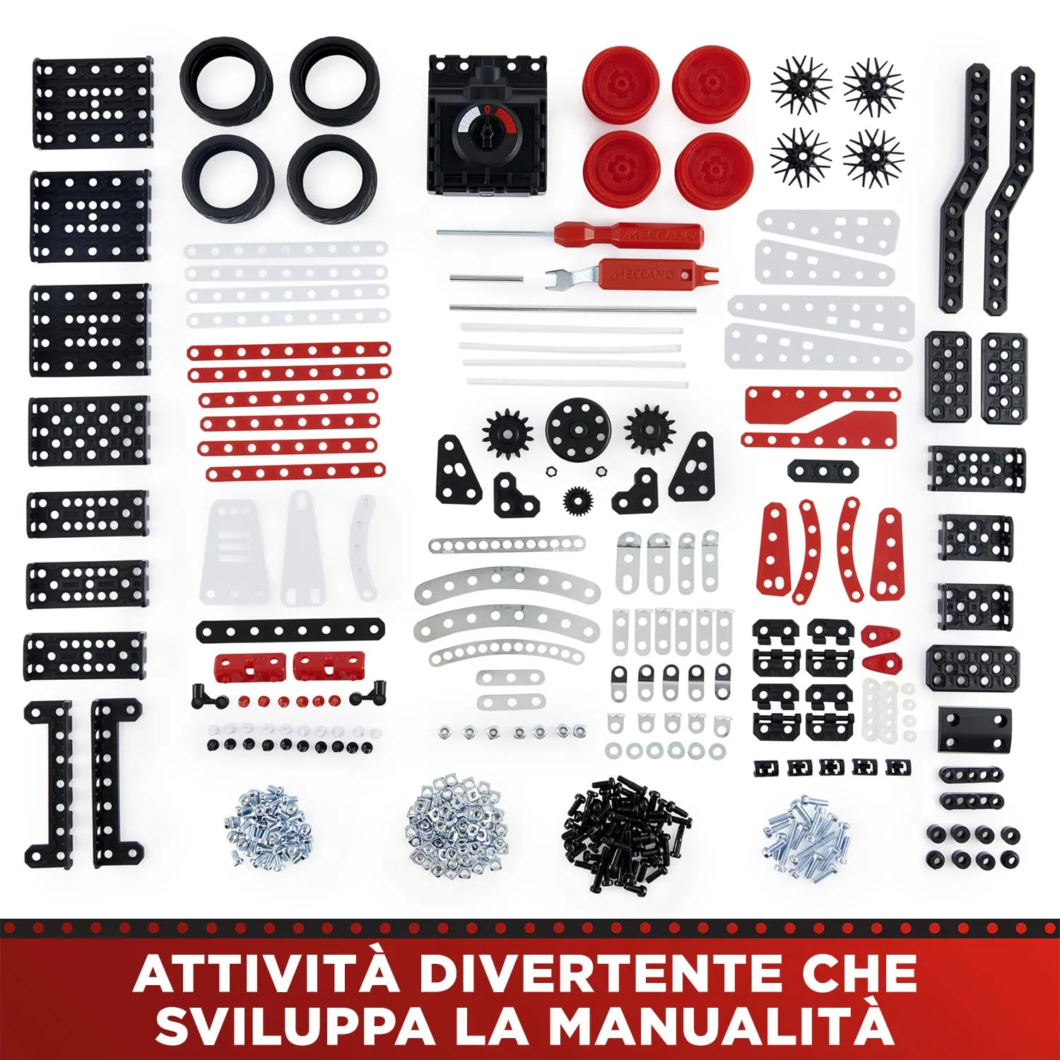Bandai Meccano Supercar 25 in 1 Construction Kit, 347 Pieces with 6V Motor and LED, APM20105 - immagine 5