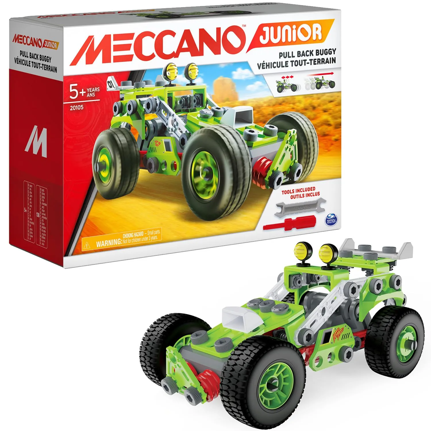 Bandai Meccano Junior La Mia Auto a Retro Frizione Kit di Costruzione 138 pezzi APM19102 - immagine 1