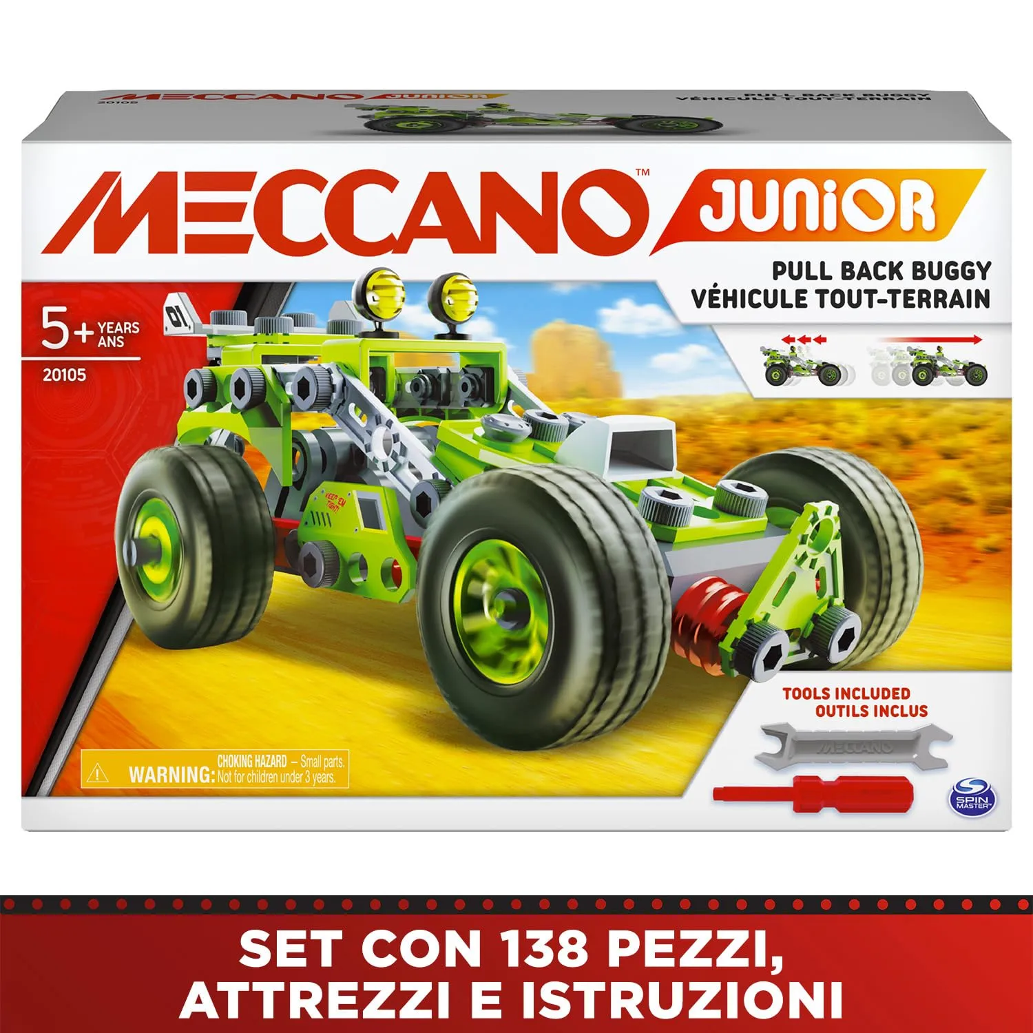 Bandai Meccano Junior La Mia Auto a Retro Frizione Kit di Costruzione 138 pezzi APM19102 - immagine 5