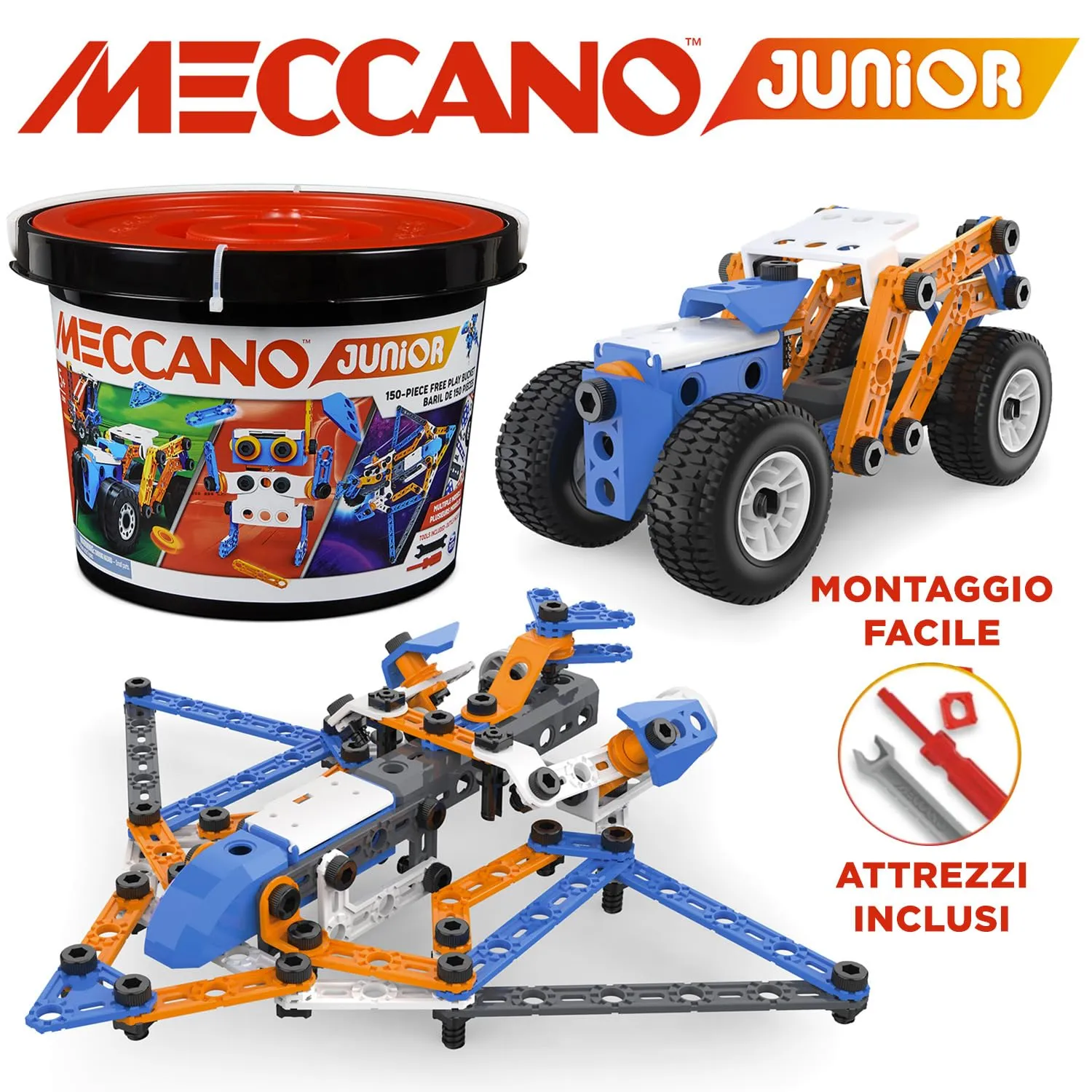 Bandai Meccano Junior Barile 150 pezzi - Kit di Costruzione APM19103 - immagine 2