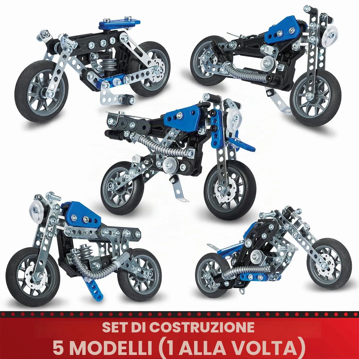 Bandai Meccano Moto 5 in 1 Kit di Costruzione, 174 pezzi, APM20103 - immagine 2