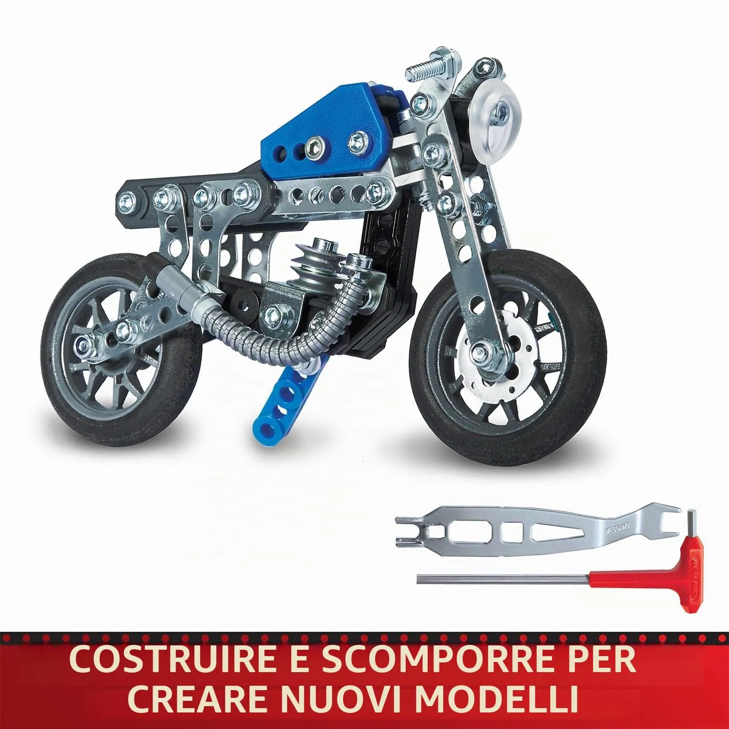 Bandai Meccano Moto 5 in 1 Kit di Costruzione, 174 pezzi, APM20103 - immagine 4