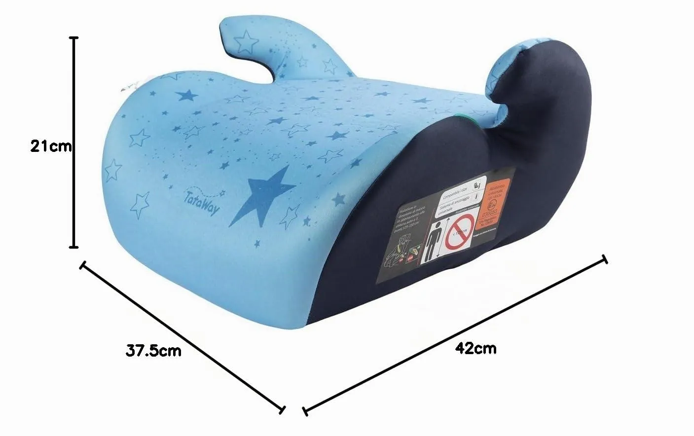 Tataway Seggiolino Alzatina Auto Bimbi I-Size ECE R129 Grafiche Stelline Blu, 125-150cm, 22-36kg - immagine 10