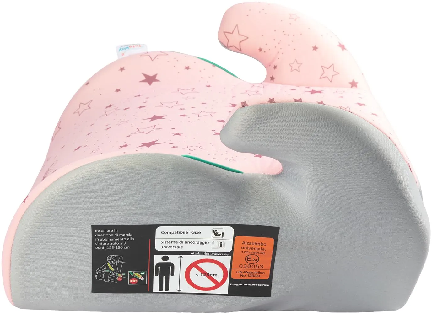 Tataway Alzabimbo Rosa 125-150 cm i-Size R129 Seggiolino Auto Rialzo Rosa e Grigio - immagine 5