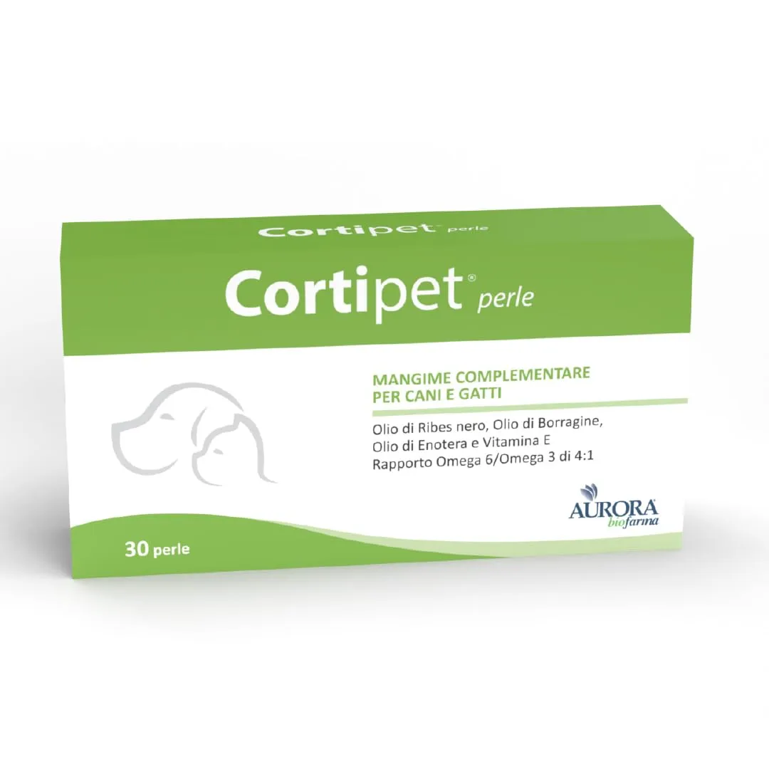 Aurora Biofarma Cortipet - Mangime Complementare per Cute e Mantello di Cani e Gatti, 30 Perle - immagine 1