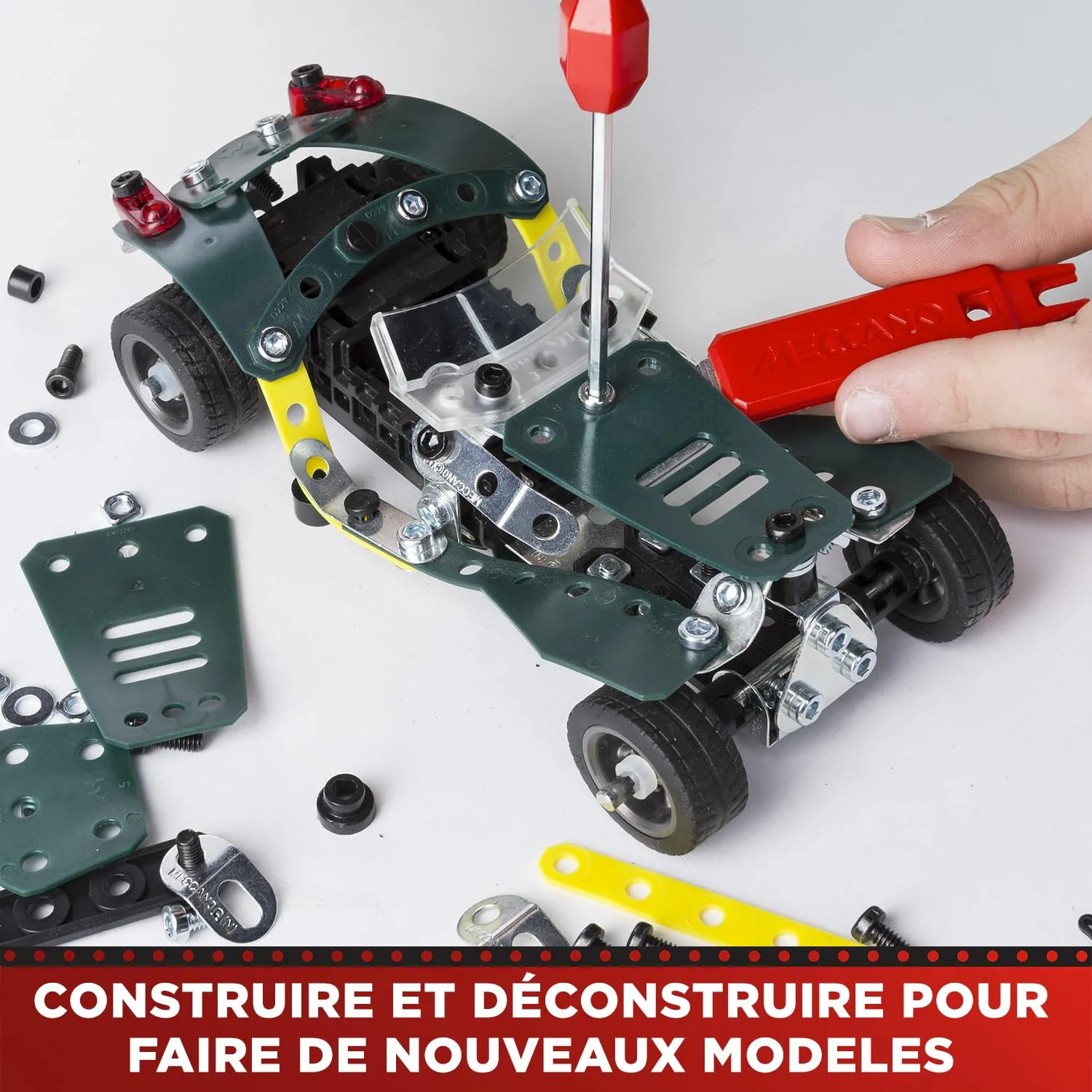 Bandai Meccano Cabriolet Retro Friction Construction Kit, 5 Models, 225 Pieces, APM20102 - immagine 4